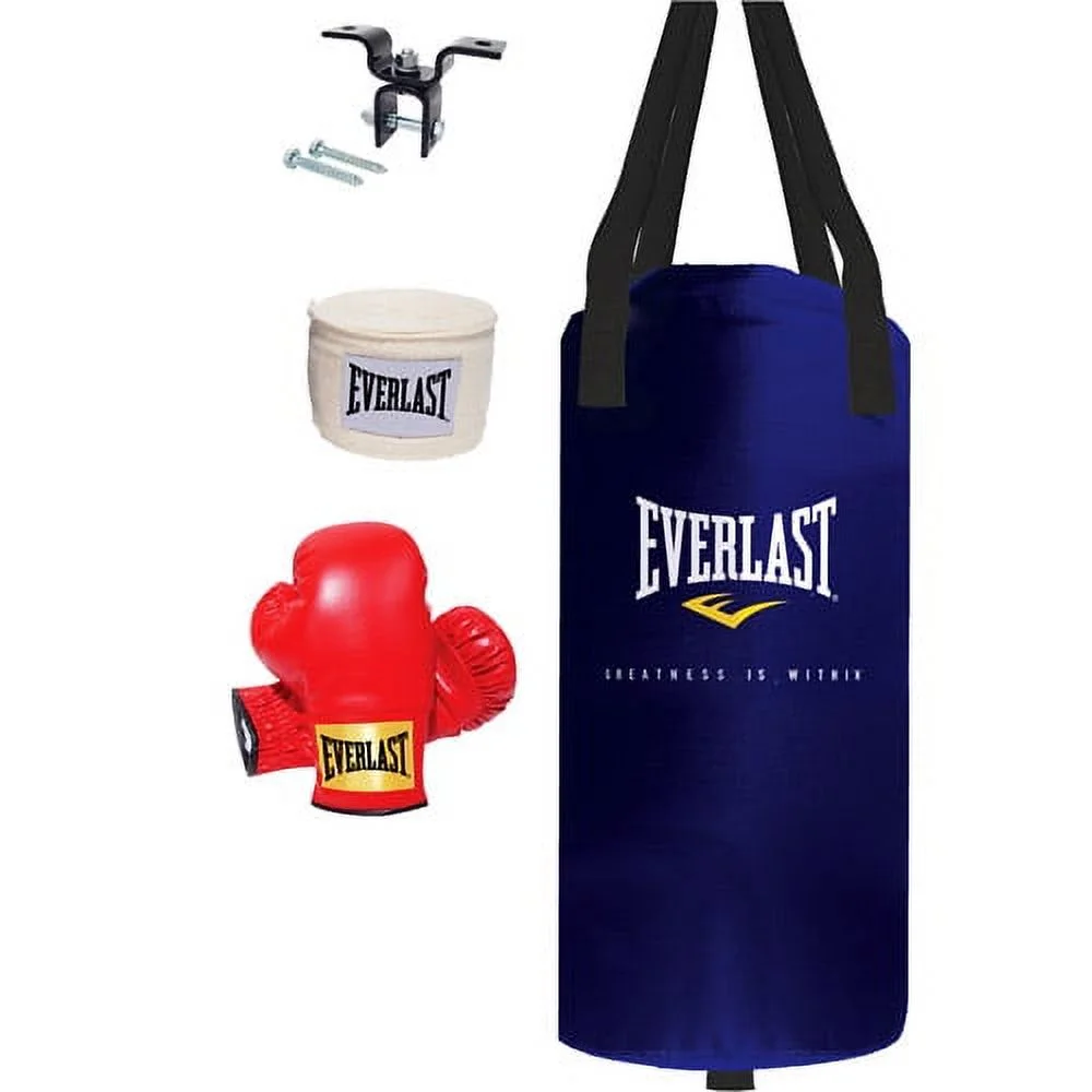 Everlast Youth Heavy Bag Starter Kit, 25lb – with Gloves, Wraps & Hanger