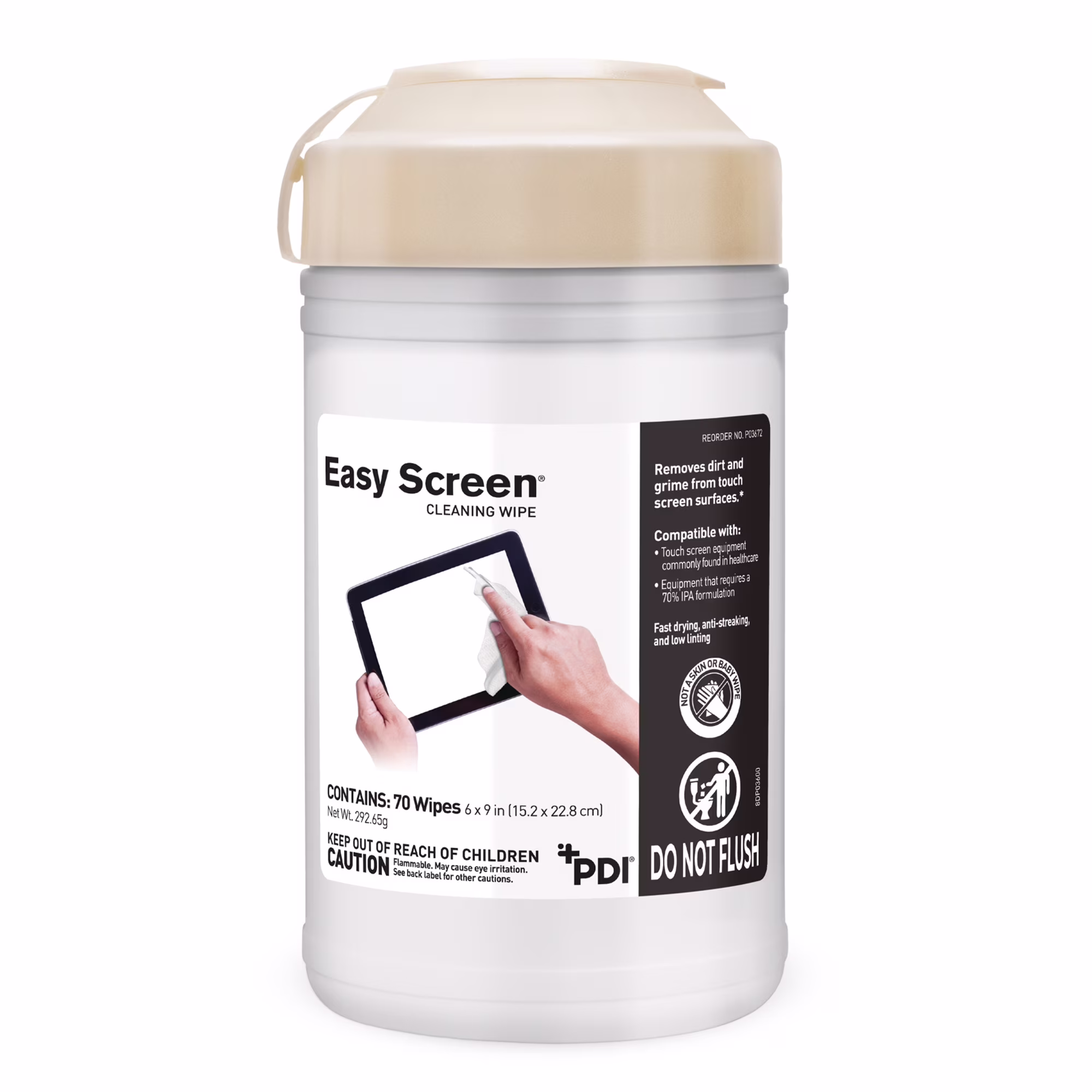 Easy Screen Cleaner Wipes, 70% IPA Wipes for Electronics, Touchscreens, Phones, Tablets, TVs, Large 6" x 9" Wipes, 70 Wipes/Canister, 12 Pack