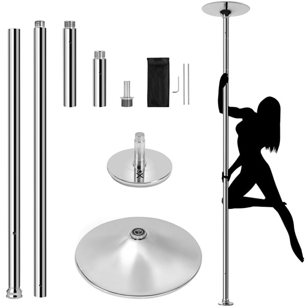 Easyfashion Height Adjustable Dancing pole Stripper Dance Pole for home spinning,Silver
