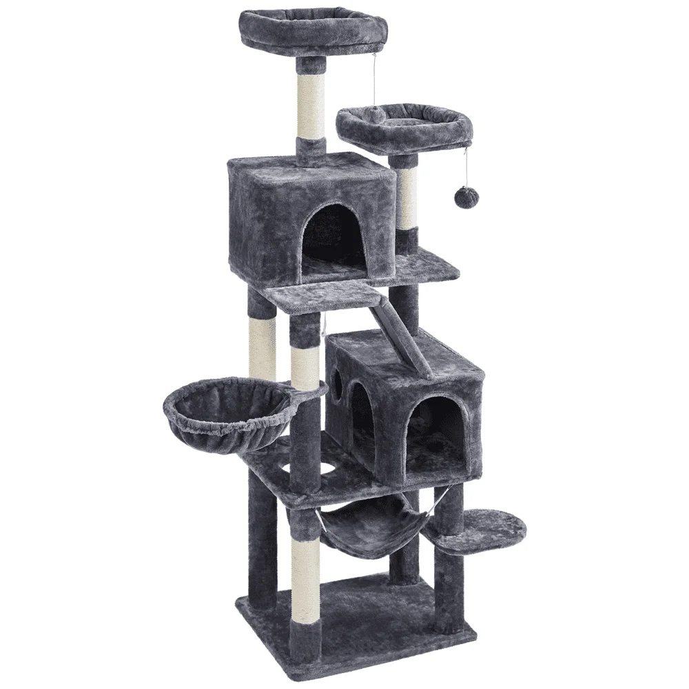 Renwick 71" H Multi-Level Cat Tree with Condos and Scratching Posts,Dark Gray