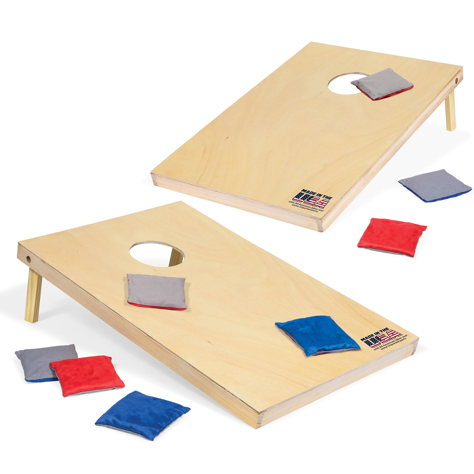 EastPoint Sports 2' x 3' Cornhole Boards - Natural Wood Bean Bag Toss Set with 8 Bean Bags