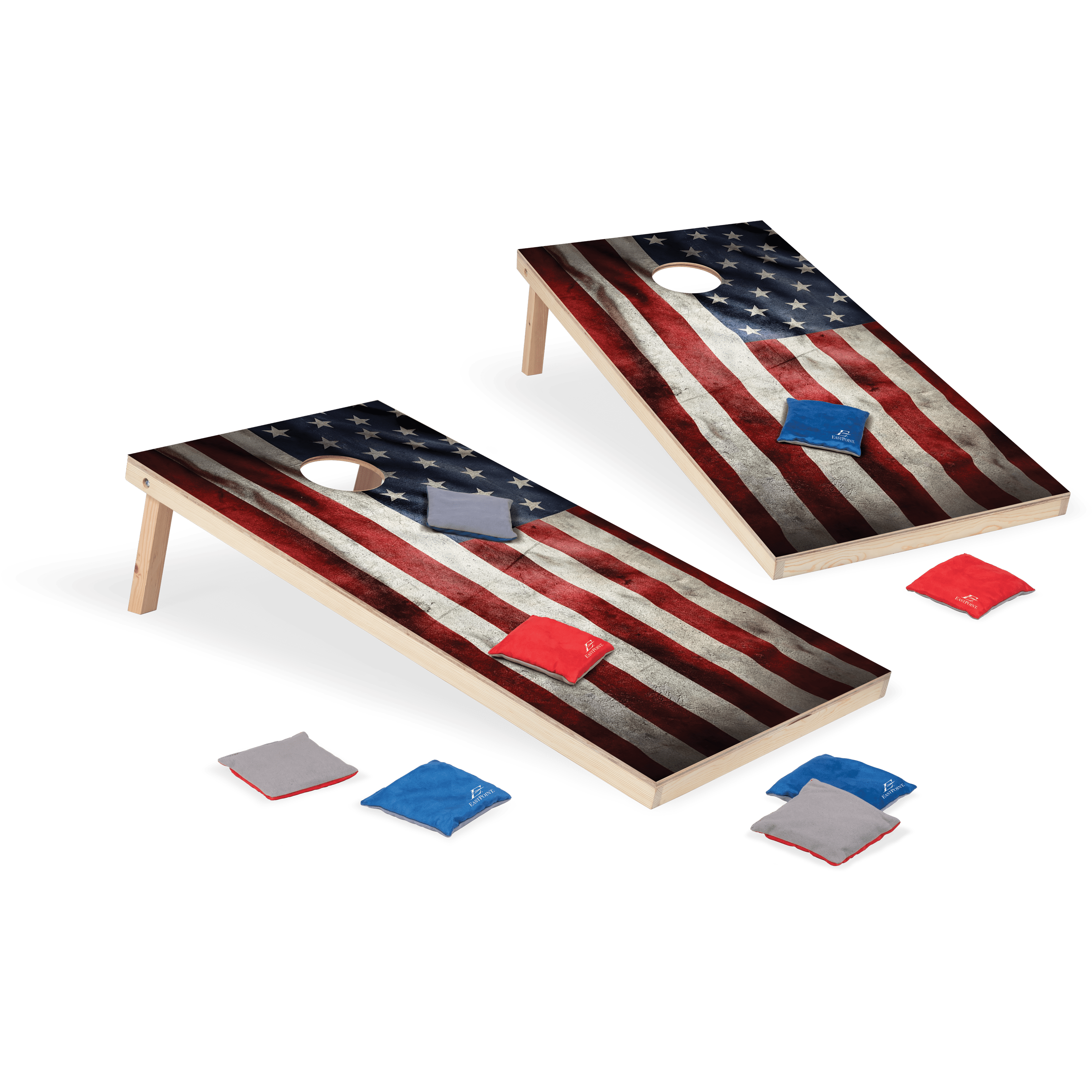EastPoint Sports 2' x 4' American Flag Cornhole Boards - Bean Bag Toss Set with 8 Bean Bags