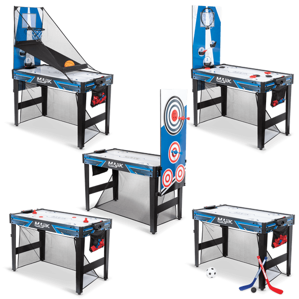 EastPoint Sports 6-in-1 Multi Game, 48IN - Indoor Basketball, Air Powered Hockey, Knee Hockey, Soccer, Darts, and Bean Bag Toss