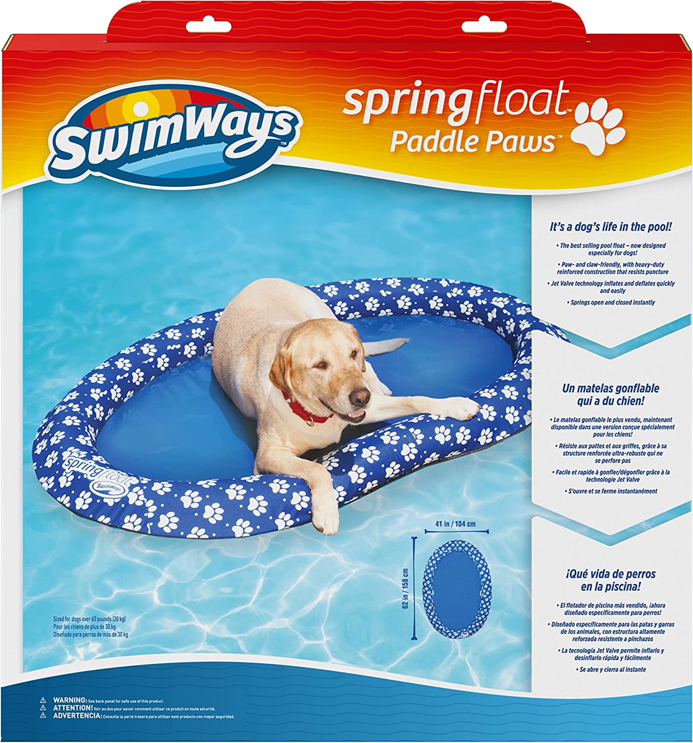 Egms Spring Float Paddle Paws Dog Pool Float, Blue, 65 lb