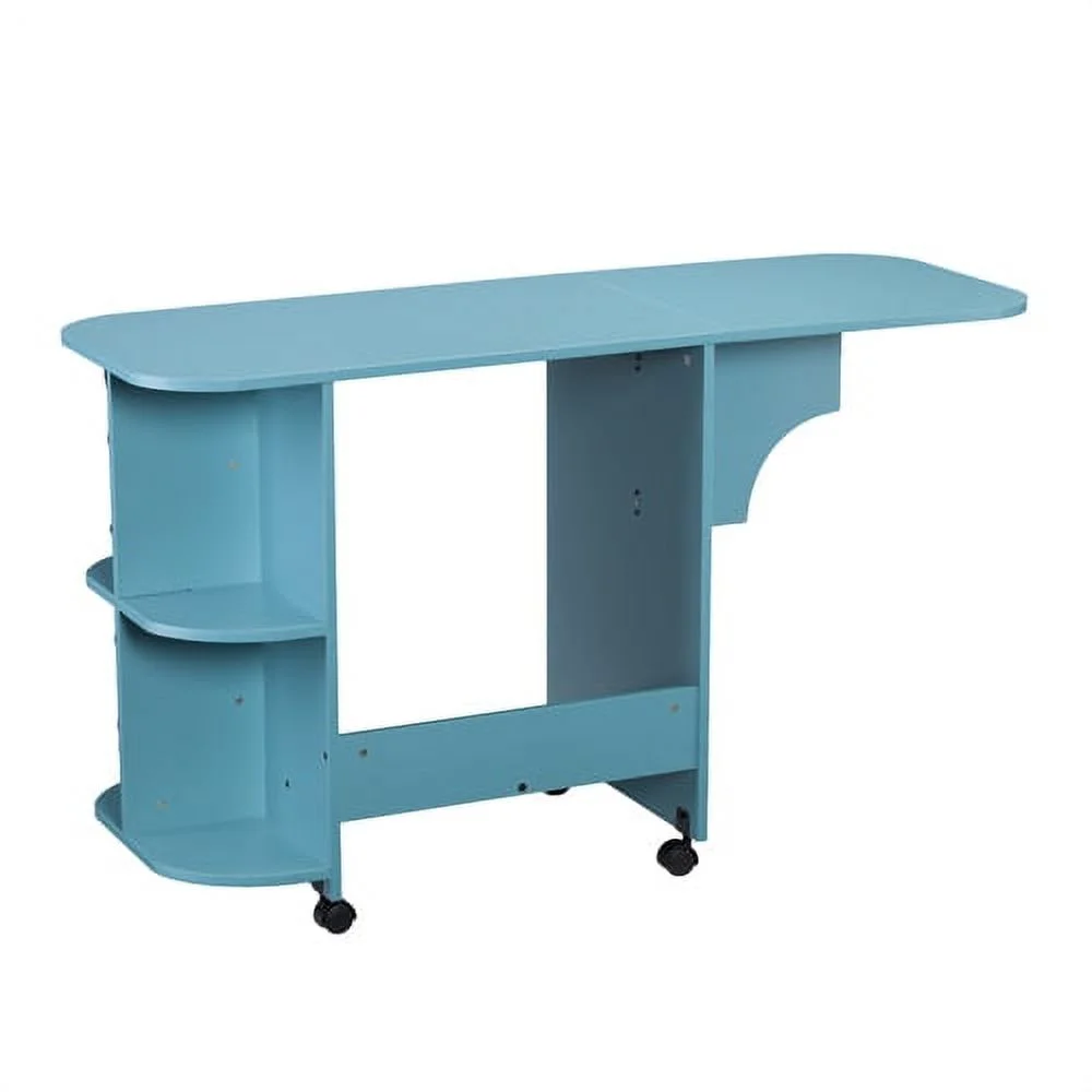 Expandable Rolling Sewing Table and Craft Station, Turquoise