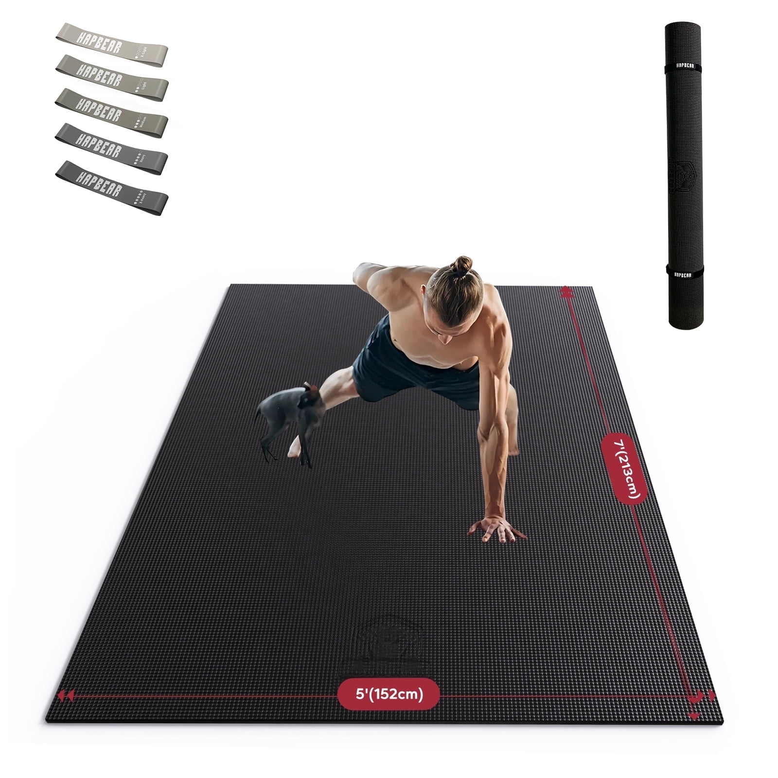 Extra Wide Exercise Mat – 6'x4' to 9'x6' – Thick, Non-Slip Fitness Mat – Choose from Black, Gray, or Blue
