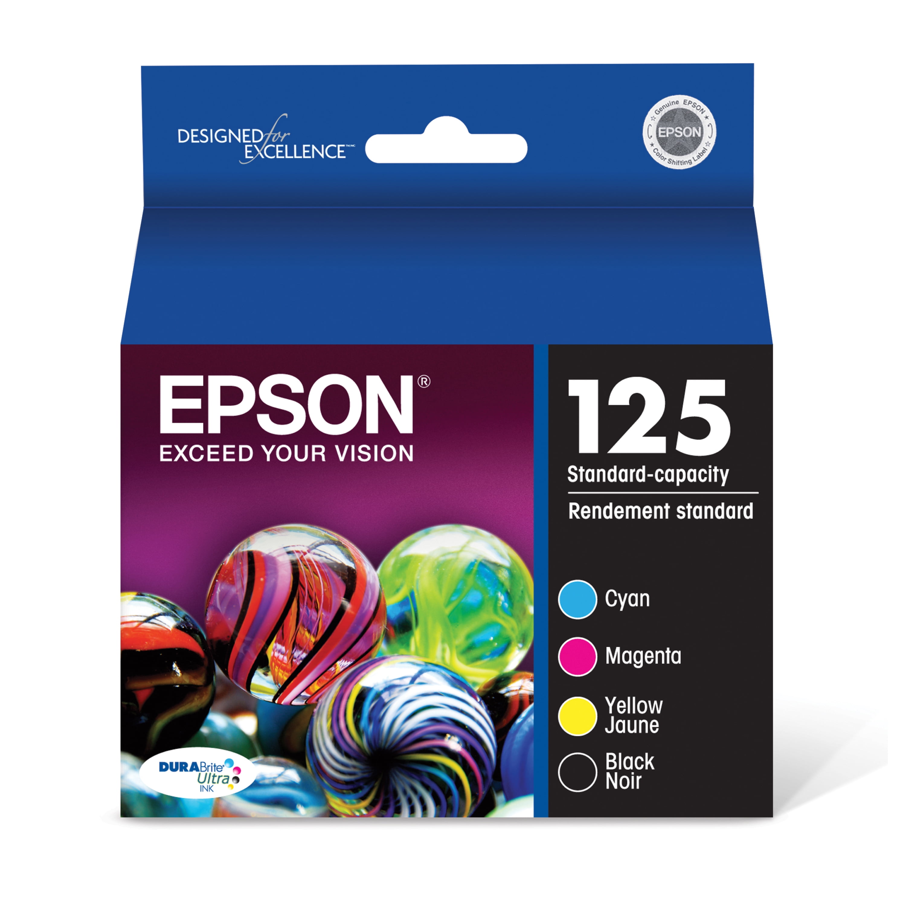 EPSON 125 DURABrite Ultra Ink Black & Color Cartridge Combo Pack For Stylus NX-125, NX-127, NX-130, NX-230, NX-420, NX-530, NX-625, WorkForce WF-320, WF-323, WF-325, WF-520