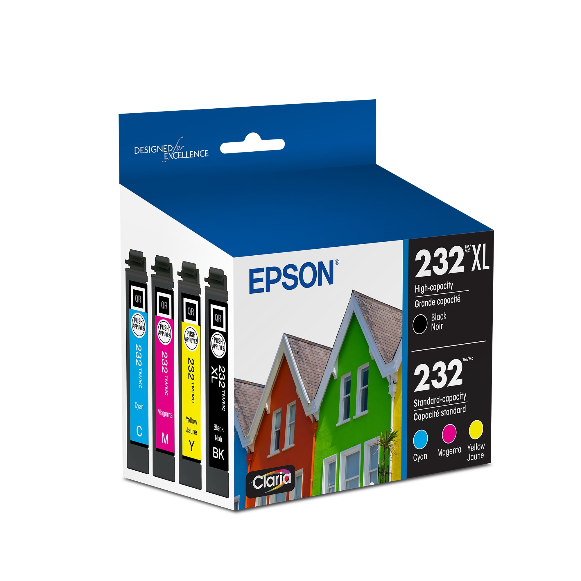 EPSON 232 Claria Ink High Capacity Black & Standard Color Cartridge Combo Pack (T232XL-BCS) Works with WorkForce WF-2930, WF-2950, Expression XP-4200, XP-4205