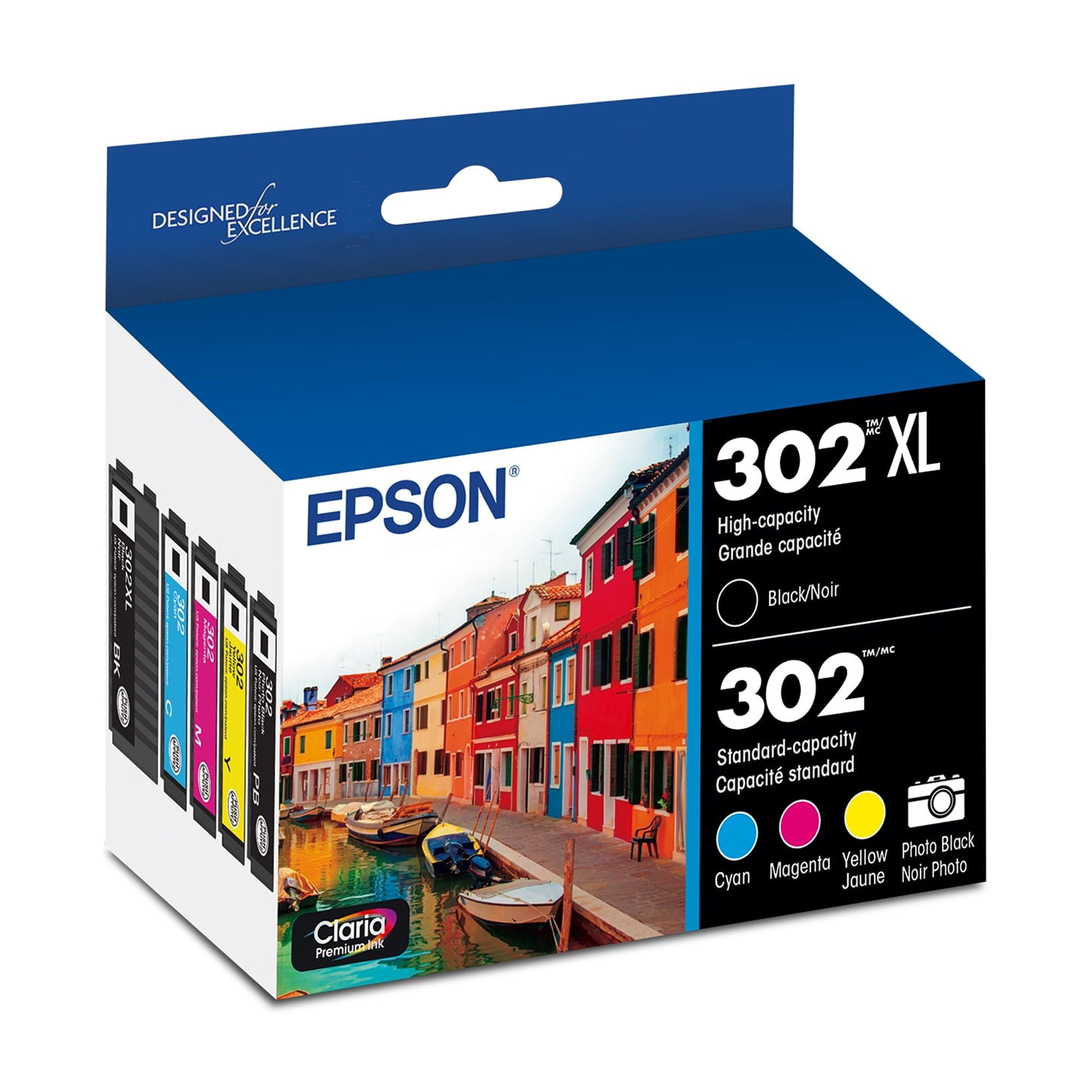 EPSON 302 Claria Premium Ink High Capacity Black & Standard Color Cartridge Combo Pack (T302XL-BCS) Works with Expression Premium XP-6000, XP-6100
