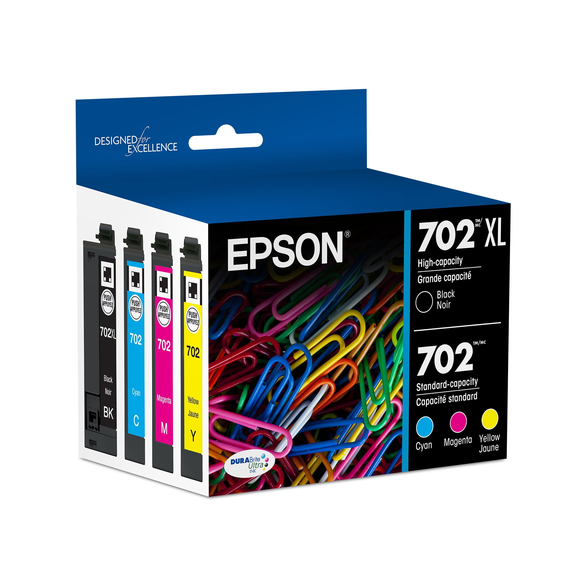 EPSON T702 DURABrite Ultra Genuine Ink High Capacity Black & Standard Color Cartridge Combo Pack