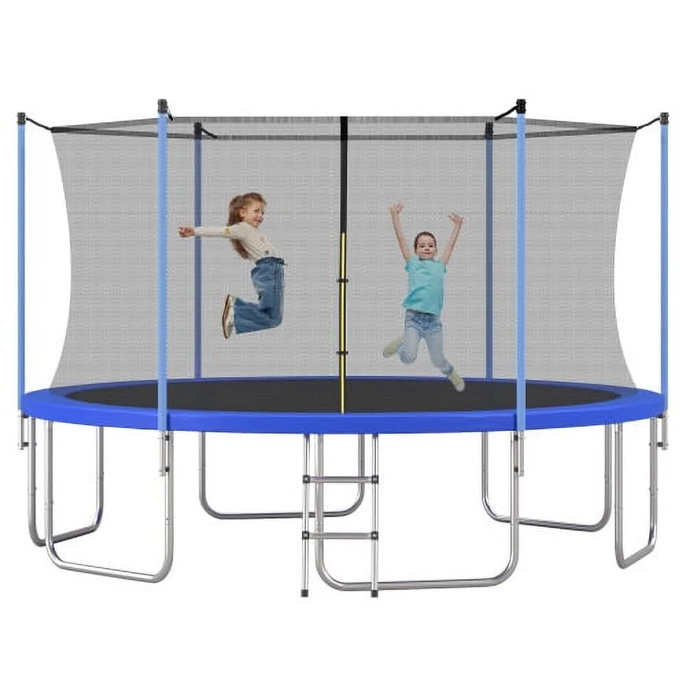 EUROCO 1500LB 14FT Trampoline for Adults and Kids, Trampoline with Enclosure ,Ladder,Heavy Duty Recreational Trampoline Capacity for 7-8 Kids