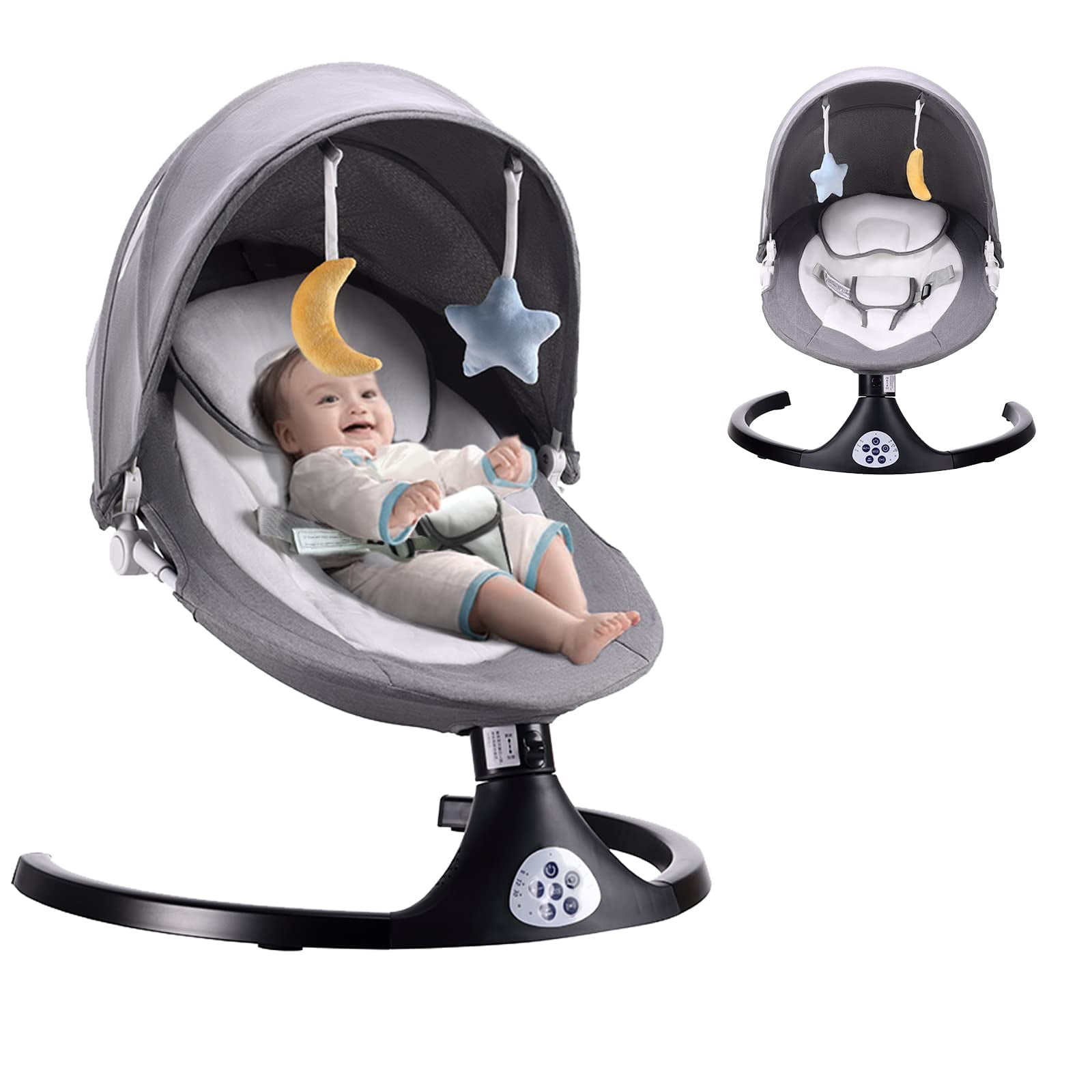 Electric Baby Swing for Infants, Bluetooth Baby Rocker for Infants with 5 Speeds, 10 Lullabies, Remote Control