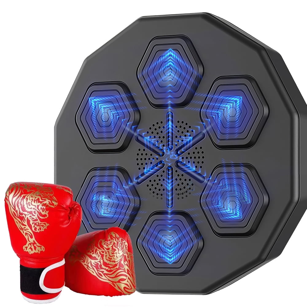 Electronic Music Boxing Machine, Smart Boxing Training Target, Fun Wall Bluetooth Mounted Punching Pad Bag, Boxing Target Workout Machine with Children's Gloves