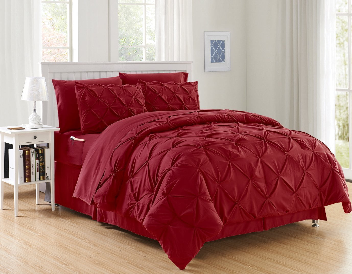 Elegant Comfort Burgundy Red 8 Piece Bed in a Bag Comforter Set with Sheets, Full/Queen
