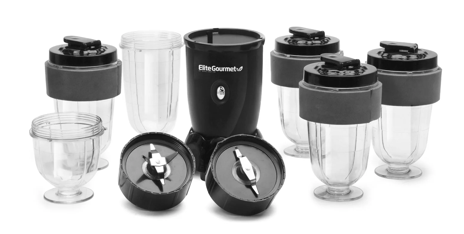 Elite Cuisine 17 Piece Personal Drink Blender with 4 x 16oz. Travel Cups EPB-1800