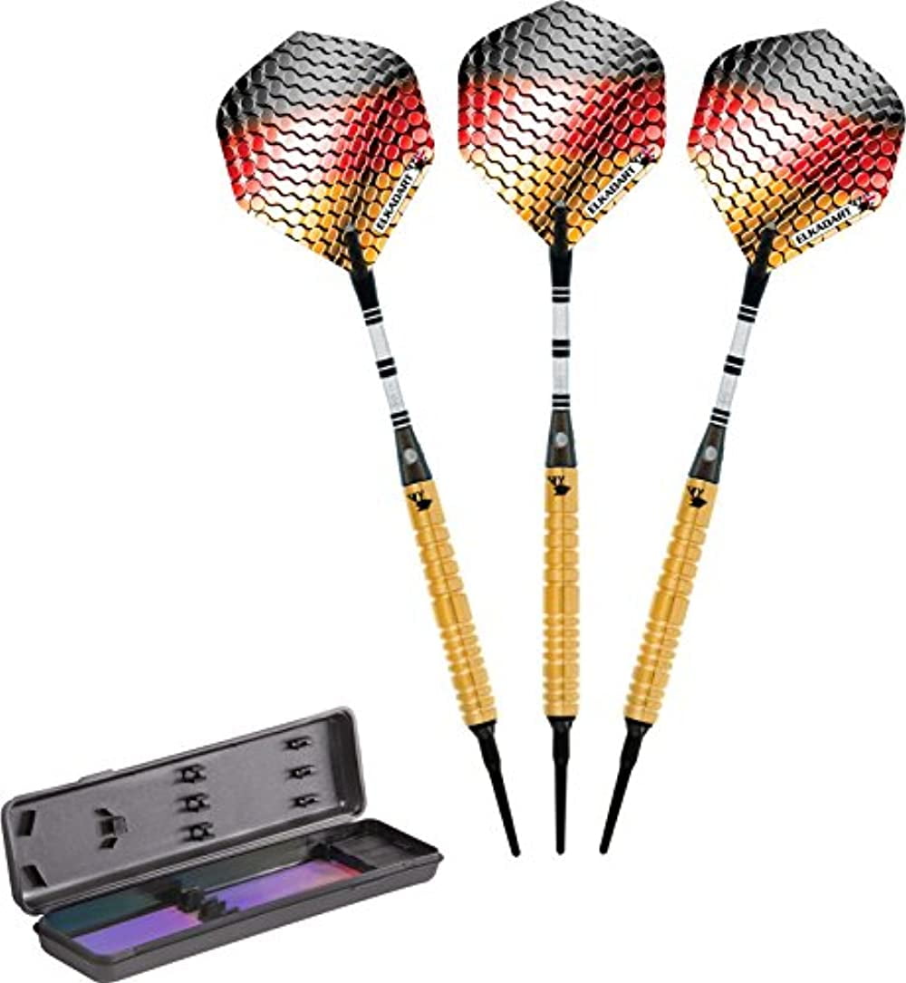 Elkadart Titanium 90% Tungsten Soft Tip Dart Set, 18 Grams, Gold