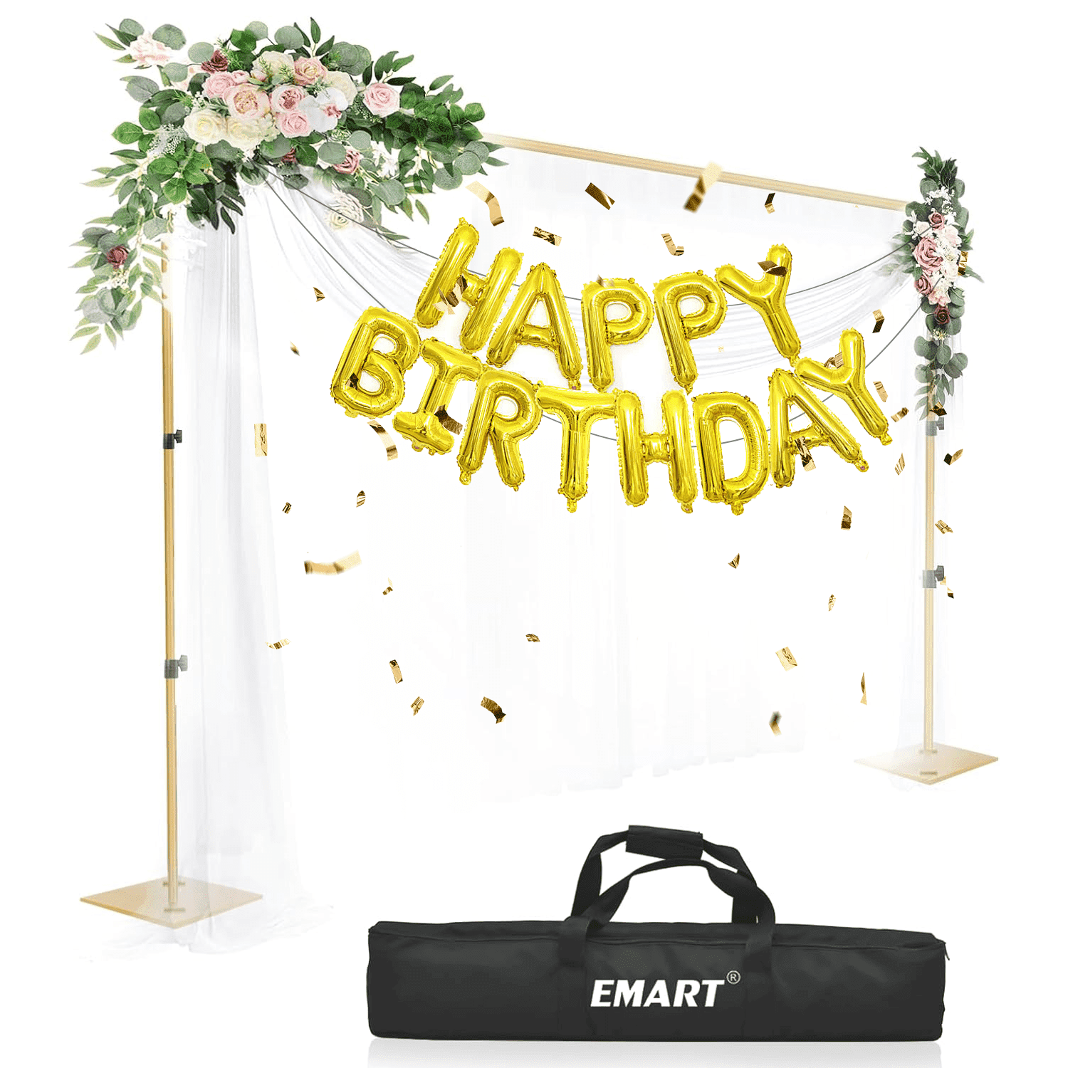 EMART 6.5x10ft Backdrop Stand, Adjustable Metal Support Kit for Birthday, Event Photography