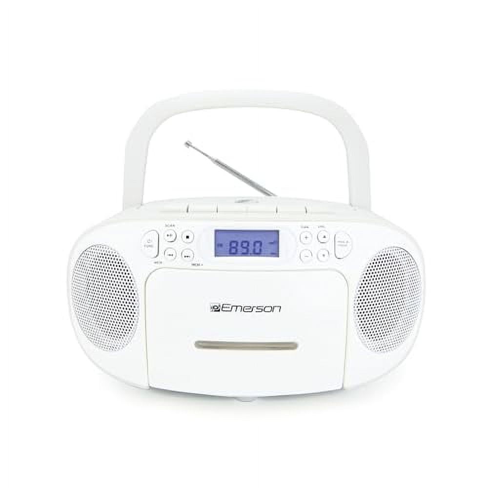 Emerson EPB-3003 Portable CD/Cassette Boombox with AM/FM Radio, White