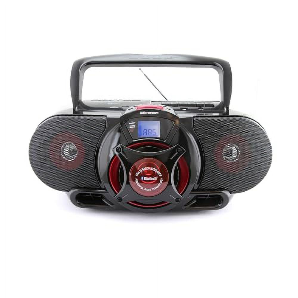 Emerson EPB-3002 Portable Bluetooth, MP3/CD AM/FM Stereo Radio Cassette Player/Recorder with Subwoofer and USB Input Boombox, Black