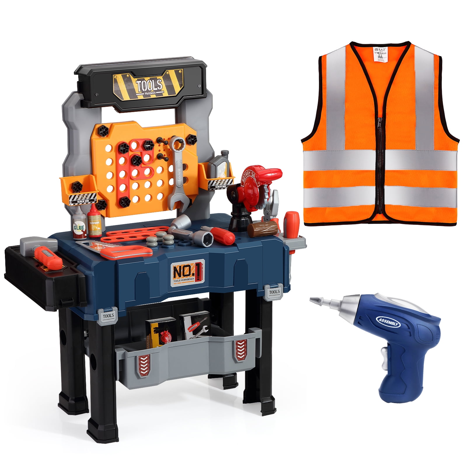 Eohemeral Kids Tool Bench with Realistic Tools and Electric Drill,Transformable Kids Tool Set,Toddler Workbench for Boys and Girls