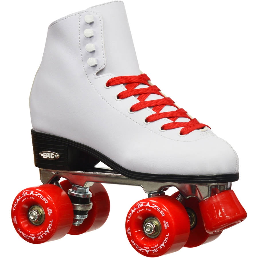 Epic Classic White and Red Quad Roller Skates