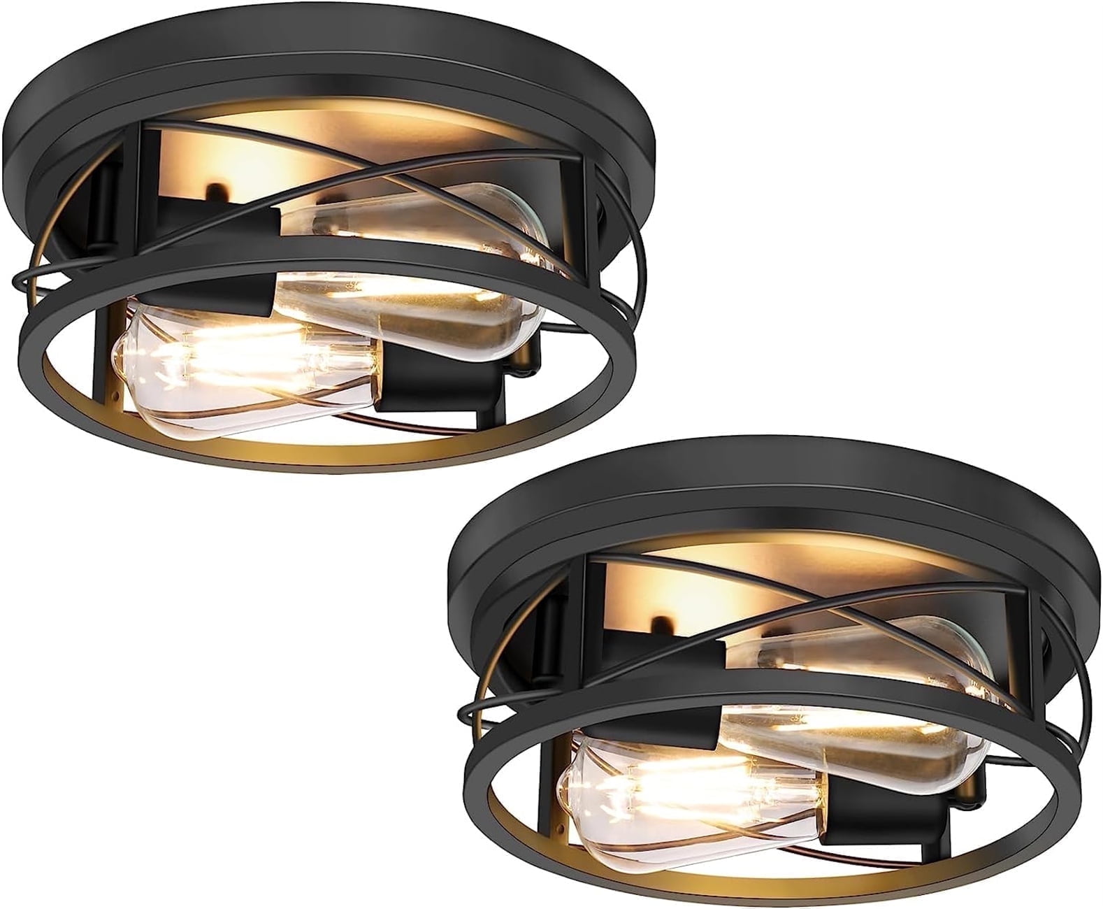 2 Pack Farmhouse Flush Mount Ceiling Light Ceiling Light Fixtures Industrial Flush Mount Ceiling Light for Hallway, Kitchen, Foyer, Bedroom Living Room Laundry