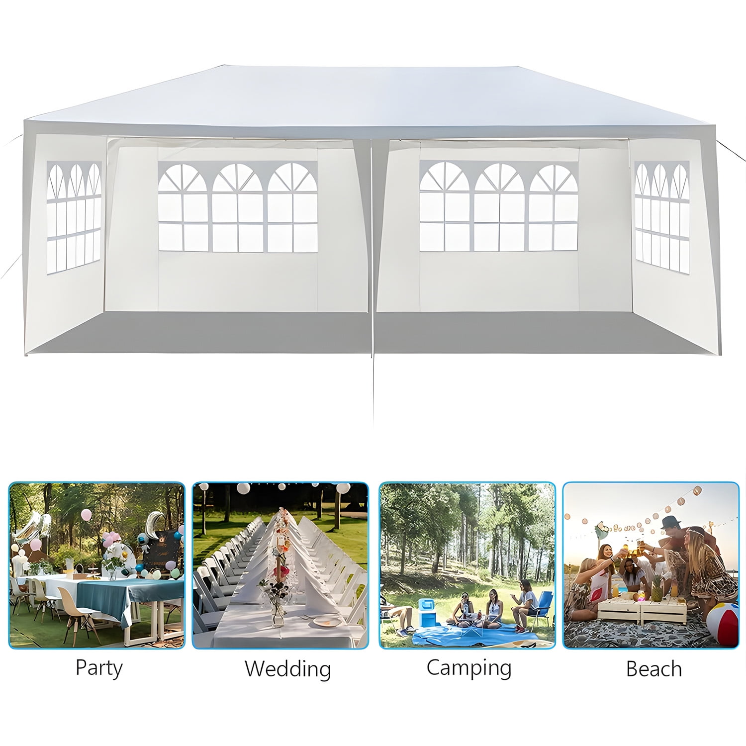 Fenbeli 10'x20' Outdoor Canopy Weather-resistant Tent Wedding Party Tent 4 Sidewalls W/Carry Bag