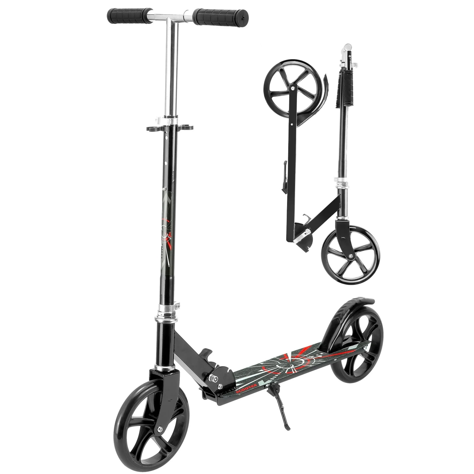 Fenbeli 200mm Black Scooter, Commuter Scooter Height Adjustable, Folding Kick Scooter for Teens & Adults