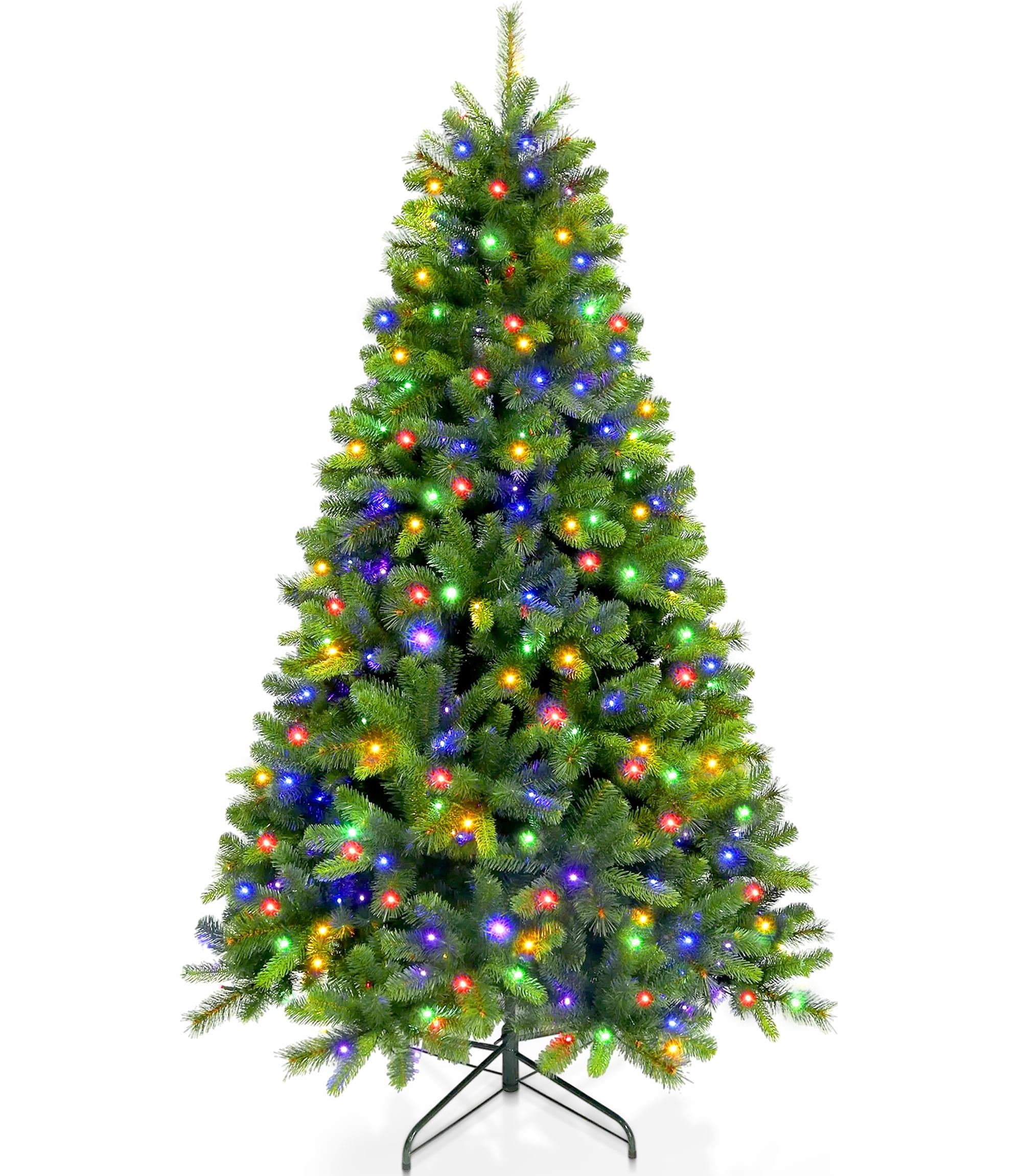 Fenbeli 7ft Pre-Lit Artificial Christmas Tree, Hinged Xmas Tree with 400 Multi-Color LED Lights