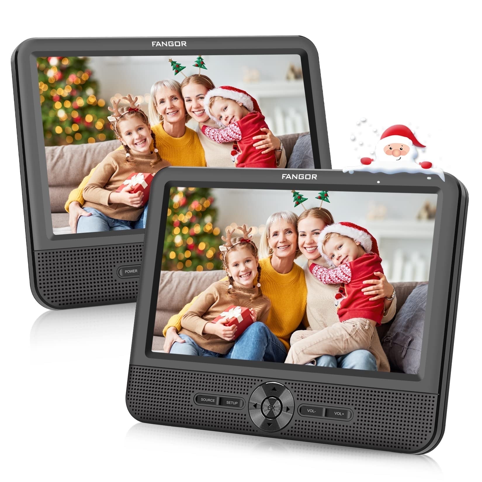 FANGOR Dual Screen DVD Player, 7.5" Portable Headrest Car DVD Player, 5 Hours Rechargeable Battery, Last Memory, AV Out&in, Support USB/SD/Sync TV, Best Gift Choice !