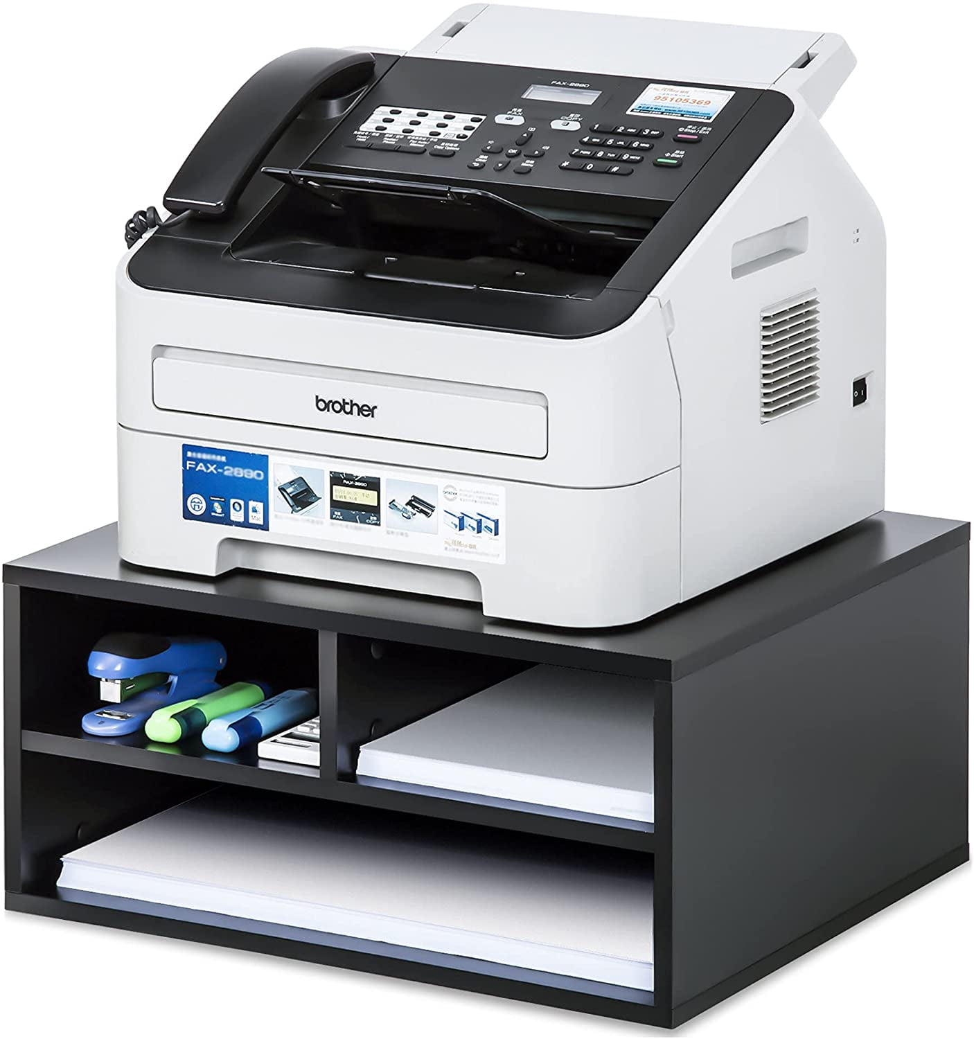 FITUEYES Printer Stands， Large Desktop Paper Organizer, Black