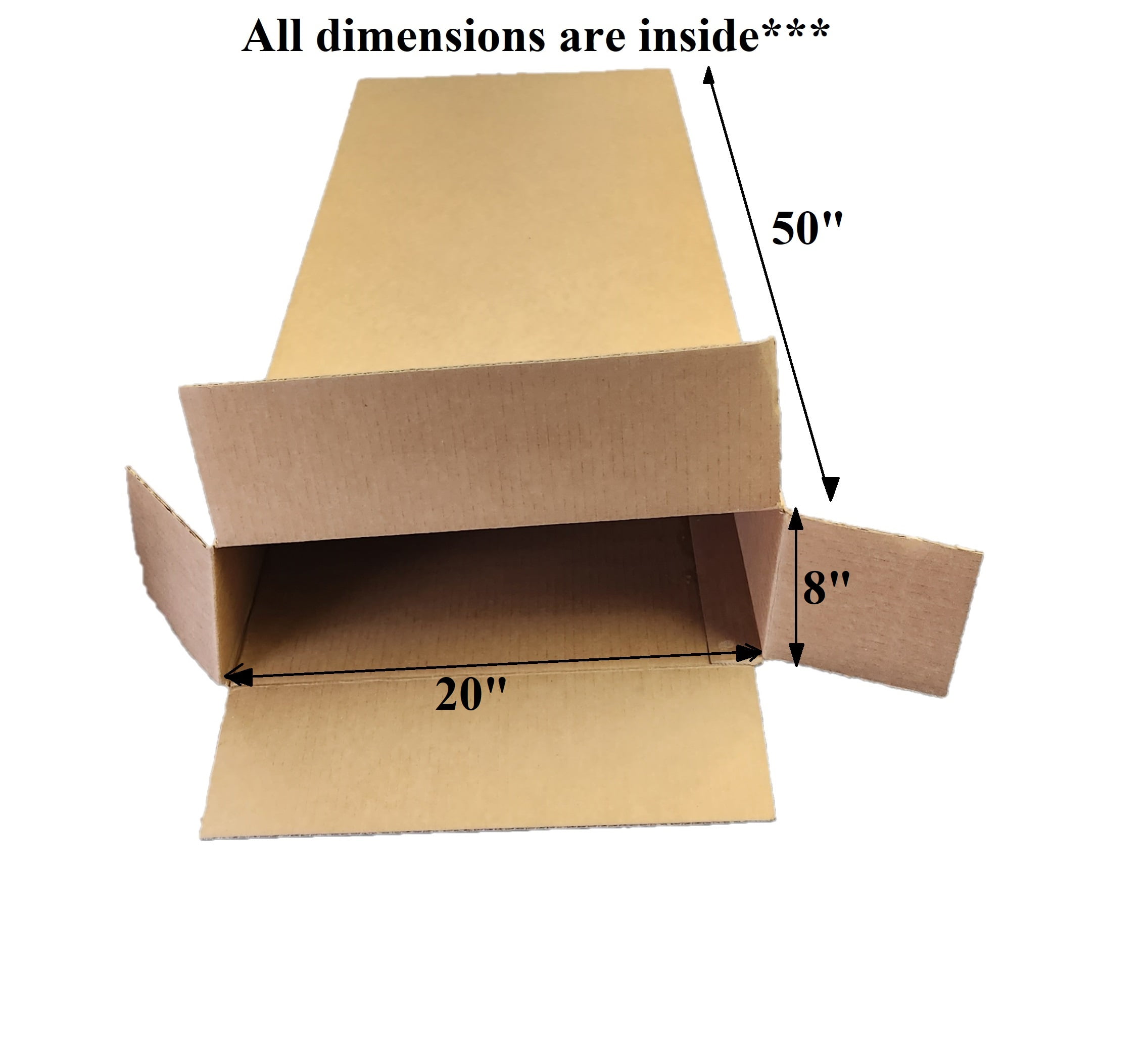 FOL Guitar Cardboard Boxes, 20" x 8" x 50", Side Loading Corrugated, for Moving, Shipping, Package or Storage, Kraft (Pack of 5)