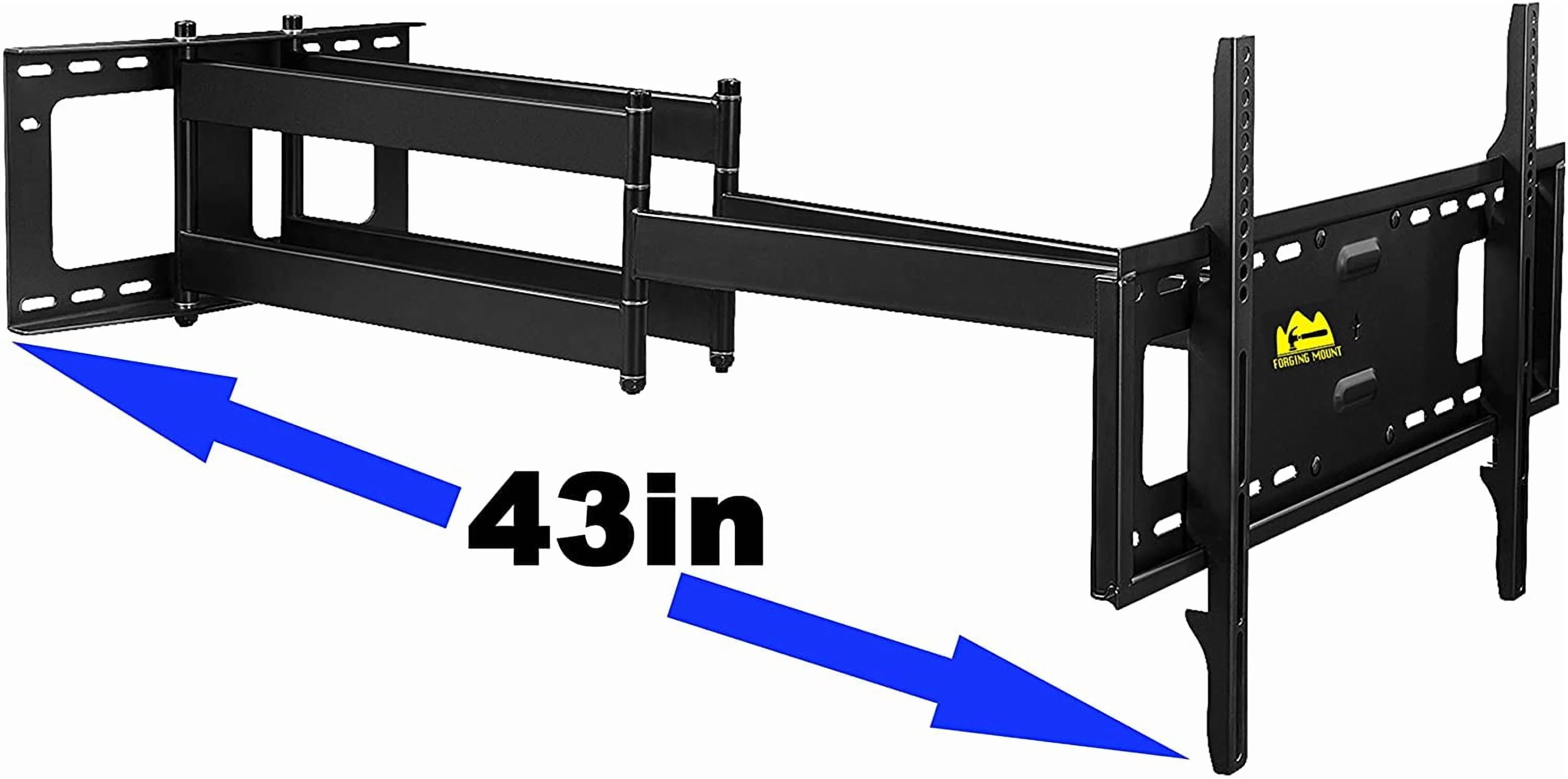FORGING MOUNT Long Extension TV Mount, Dual Articulating Arm Full Motion Wall Mount TV Bracket with 43 inch Long Arm, Fits 50 to 90 Inch Flat/Curve TVs, Holds up to 132 lbs, max. 600x400mm