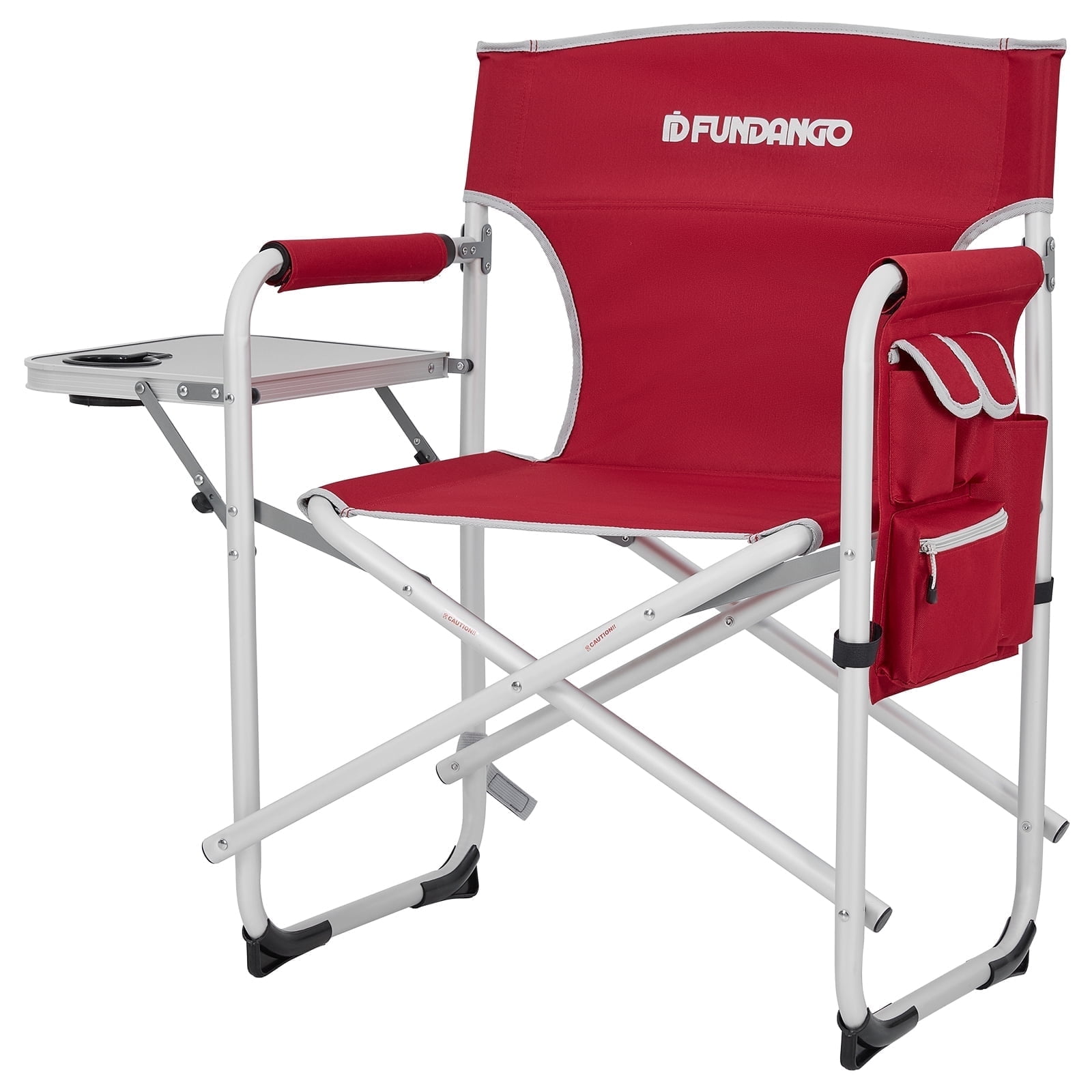 FUNDANGO Heavy Duty Folding Camping Director Chair for Adults, Supports to 264lbs,Red