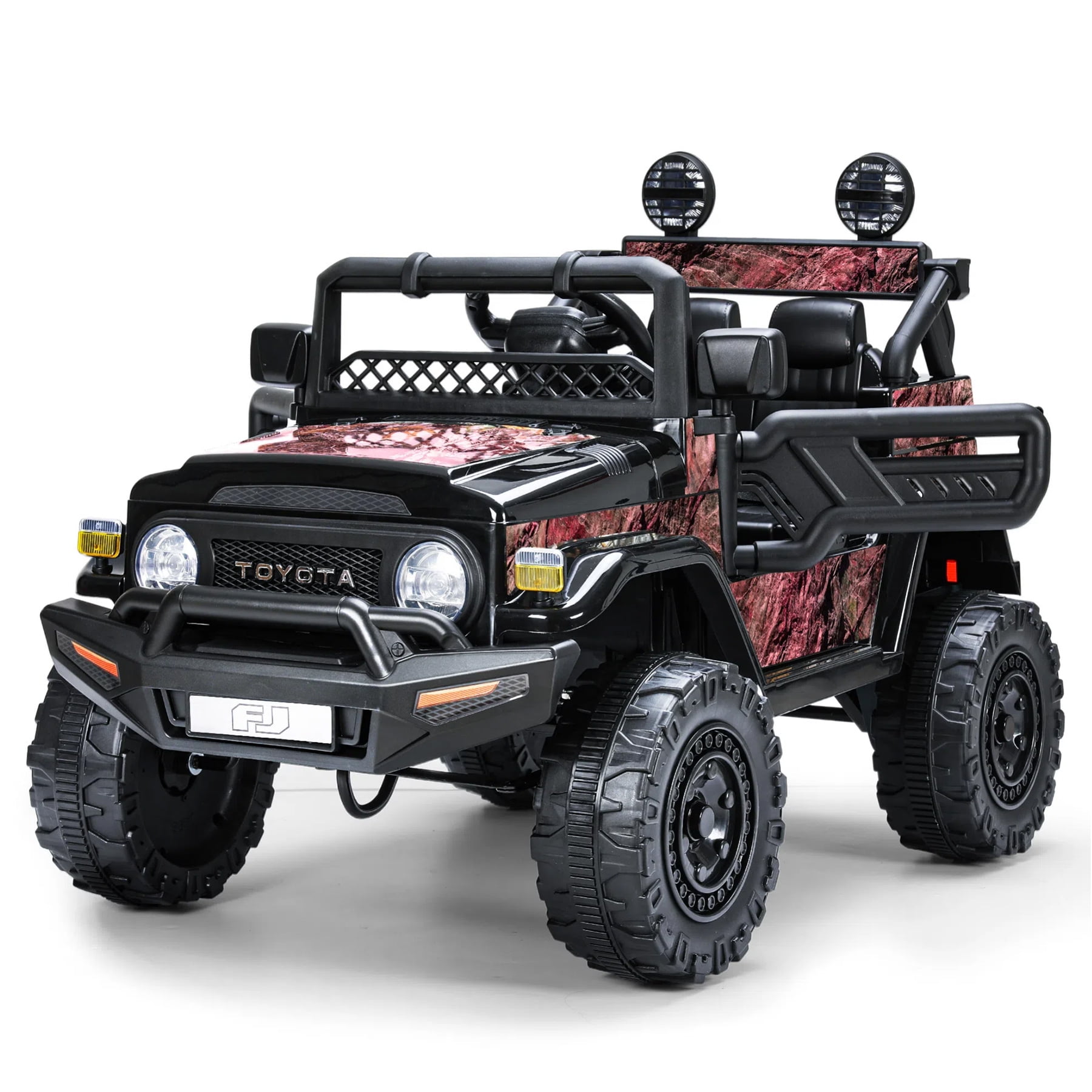 FUNTOK Licensed Toyota FJ Cruiser 12V 7AH Kids Electric Ride on Toys Battery Powered Car Truck 3 Speeds w/ Parent Remote Control,Spring Suspension & Slow Start,Black