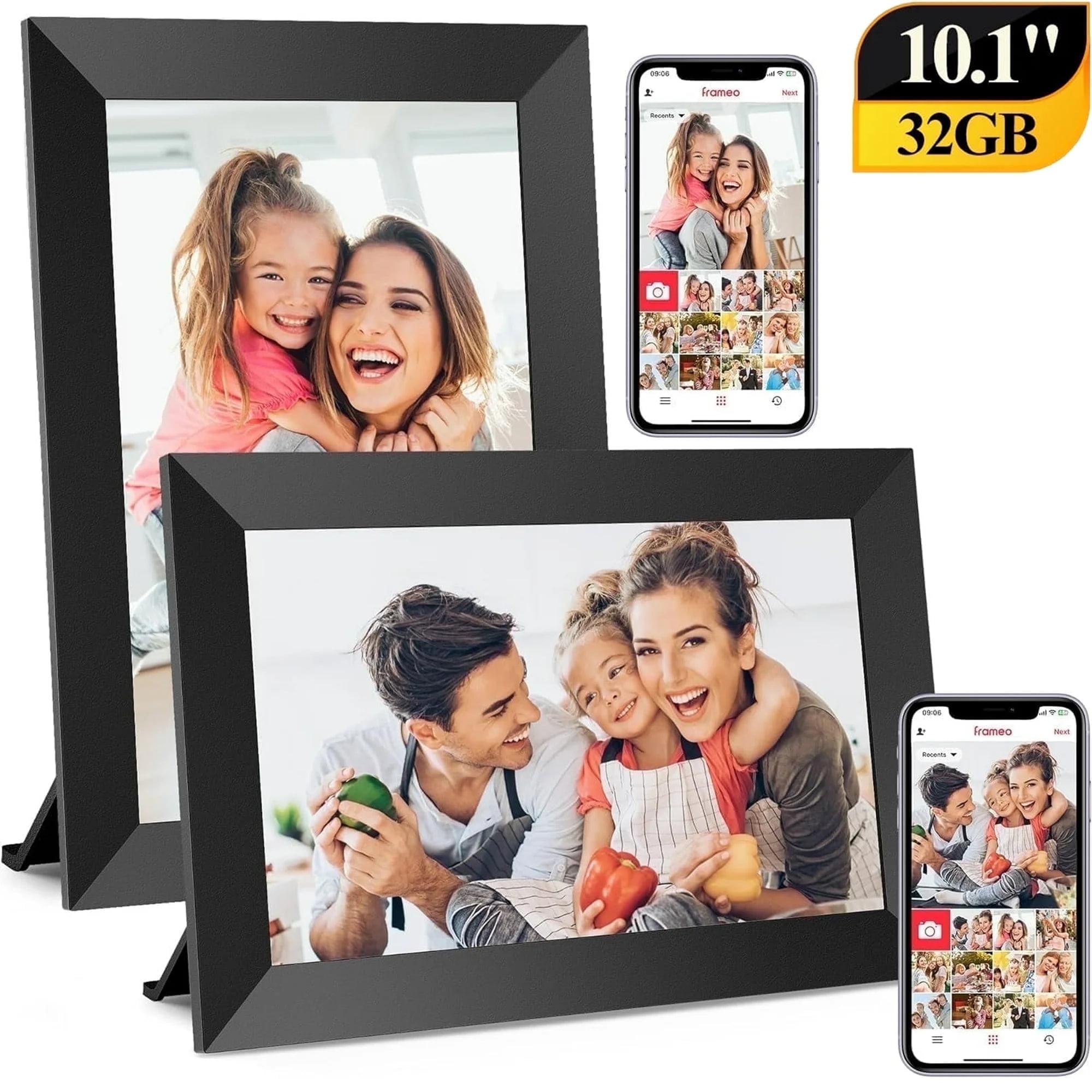 Ficcug 10.1 inch 32GB Wifi Digital Picture Frame,1280*800 IPS HD Touch Screen Cloud Smart Photo Frames,Auto-Rotate,Share Photos/Videos Instantly from Anywhere,Gift for Friends and Parents