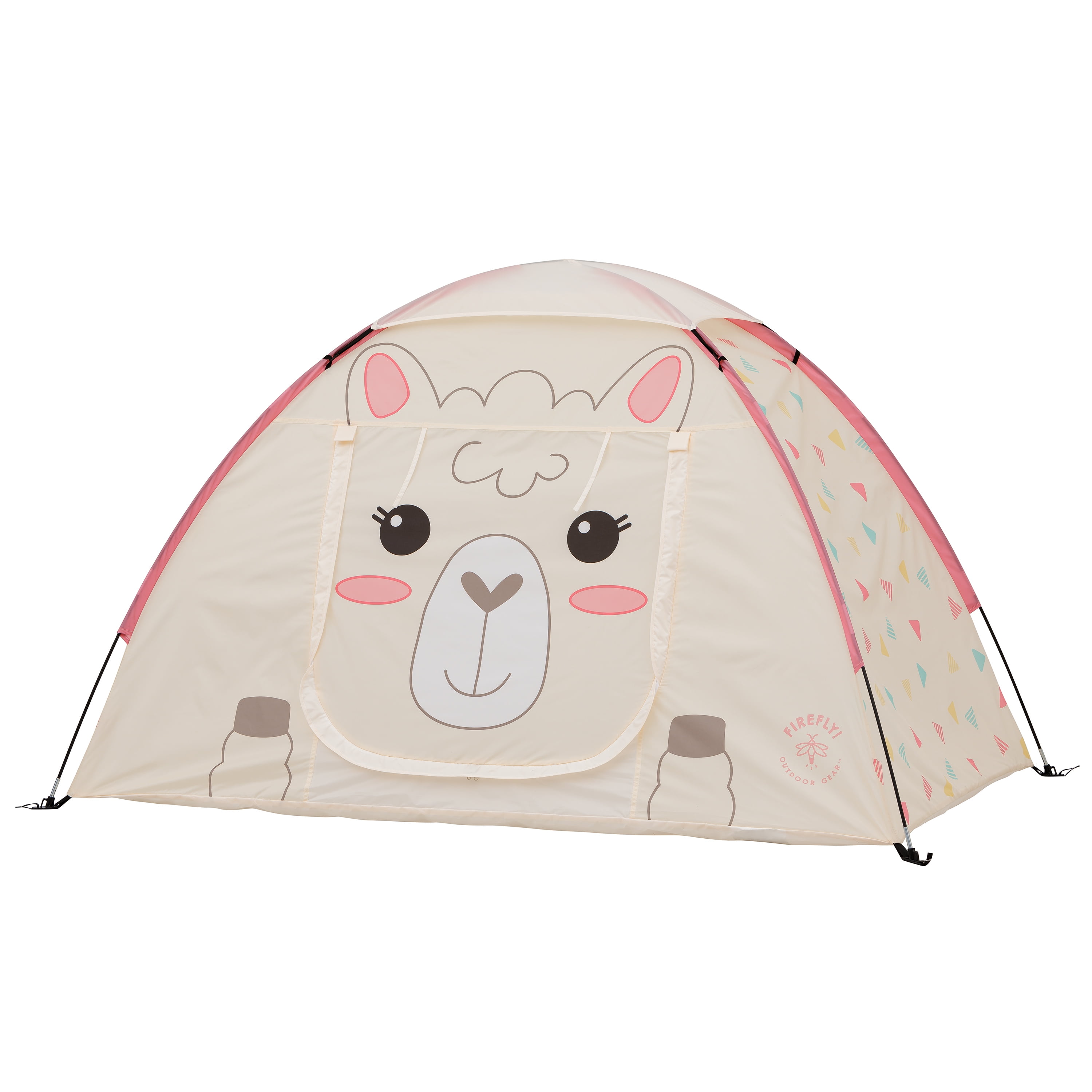 Firefly! Outdoor Gear Izzie the Llama 2-Person Kid's Camping Tent - Off-white/Pink Color, One Room
