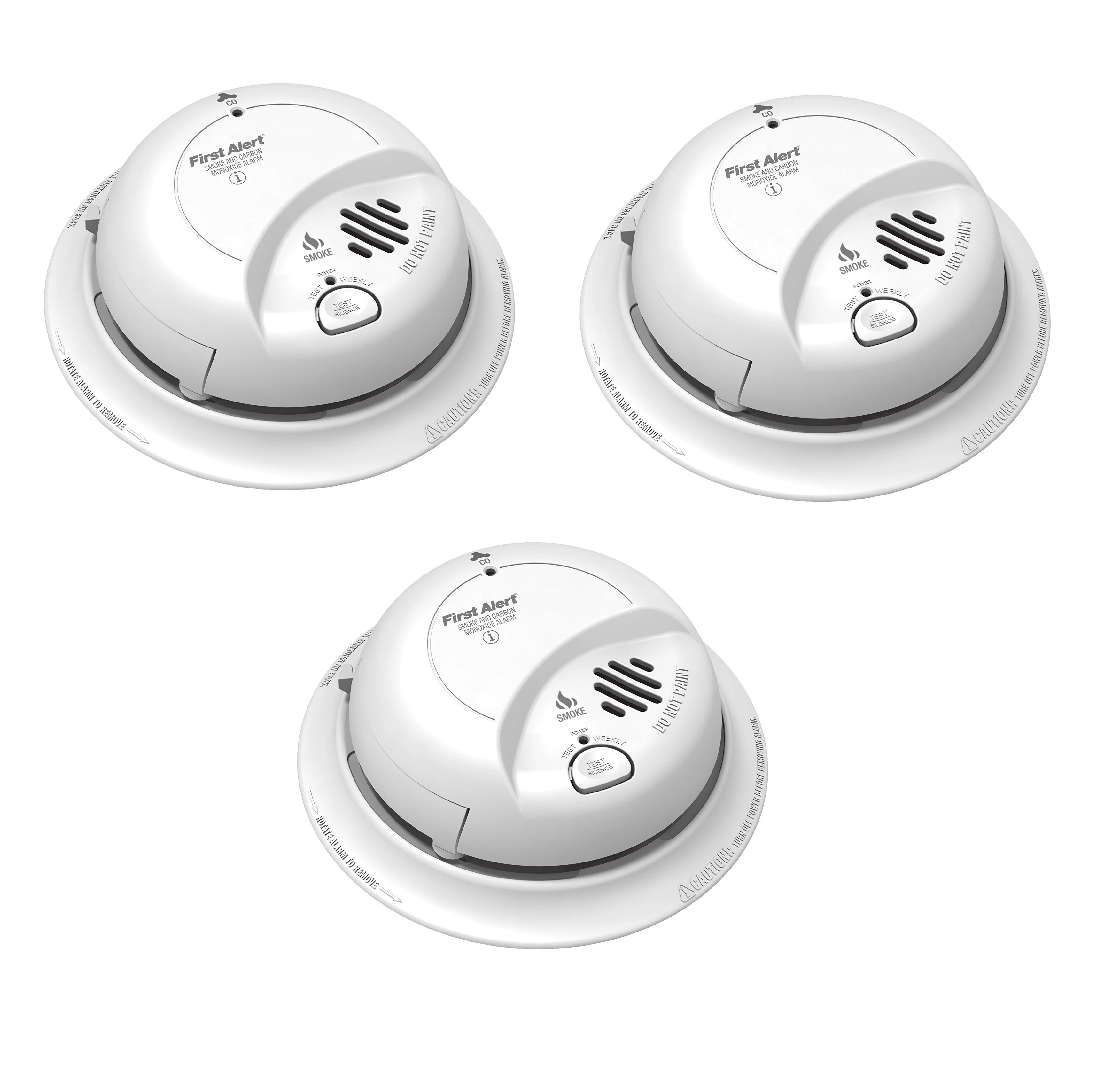First Alert SC9120B Direct Wire Combination Smoke and Carbon Monoxide Detector, 120 Volt 9 Volt Battery Back-up - 3 Pack
