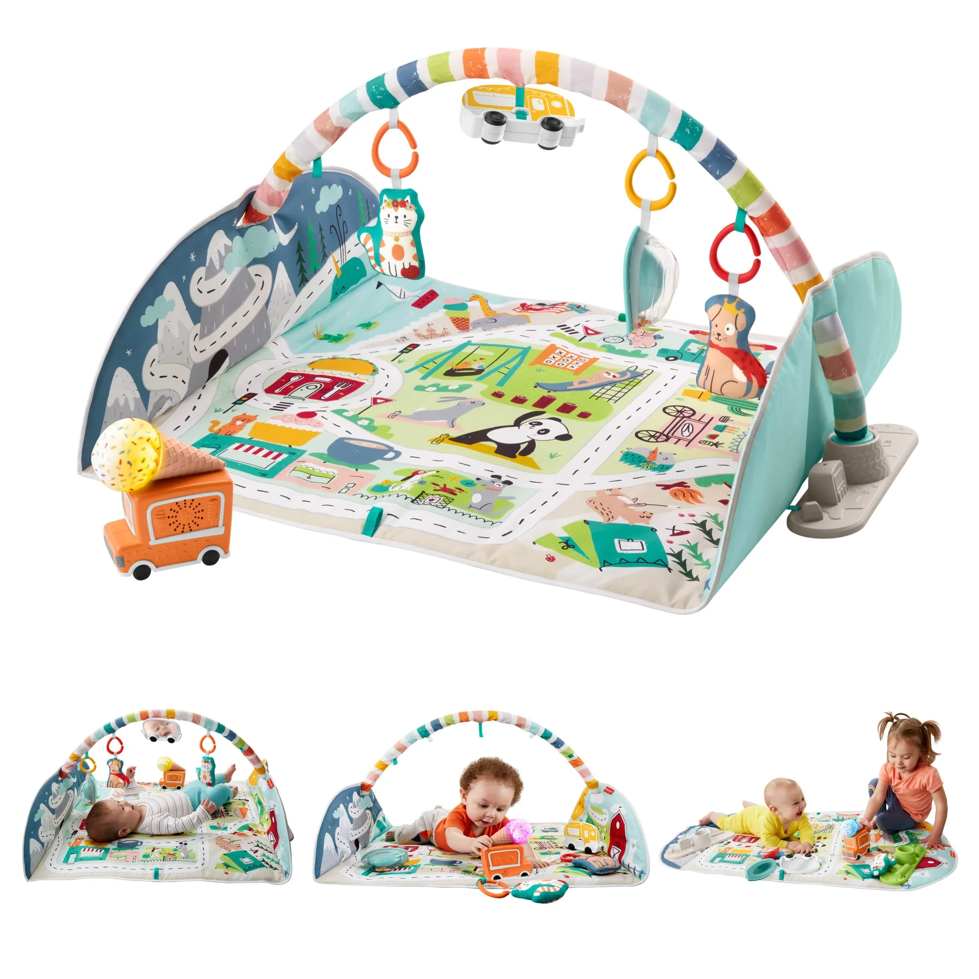 Fisher-Price Activity City Gym to Jumbo Playmat Extra Large for Infant to Toddler Play