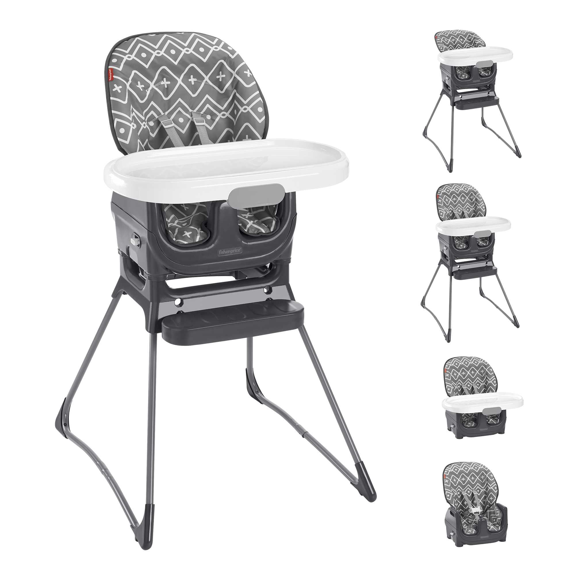 Fisher-Price Deluxe High Chair Adjustable Infant to Toddler Portable Booster Seat, Gray Tribal