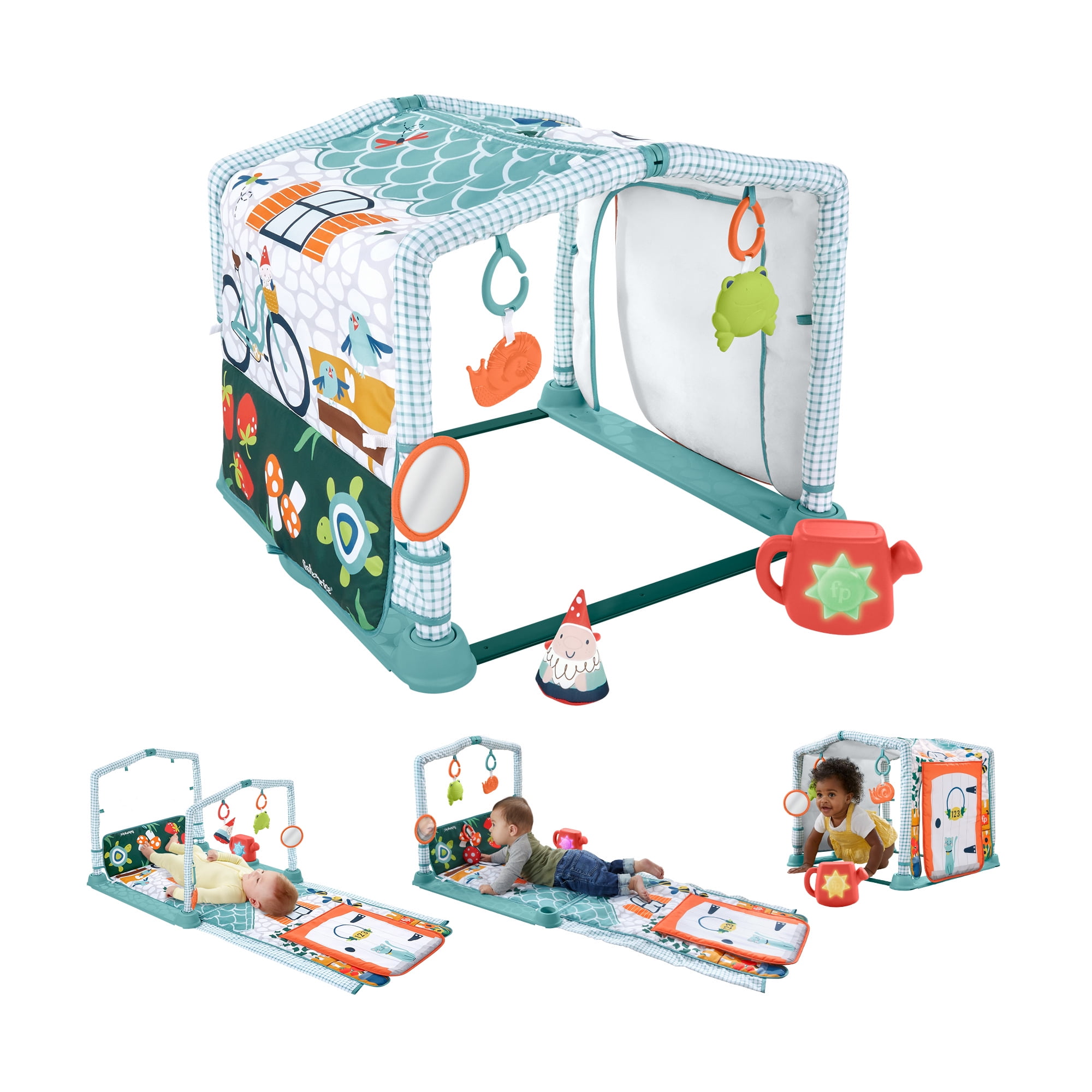 Fisher-Price 3-in-1 Baby Gym with 5 Sensory & Fine Motor Toys for Newborn to Toddler Play