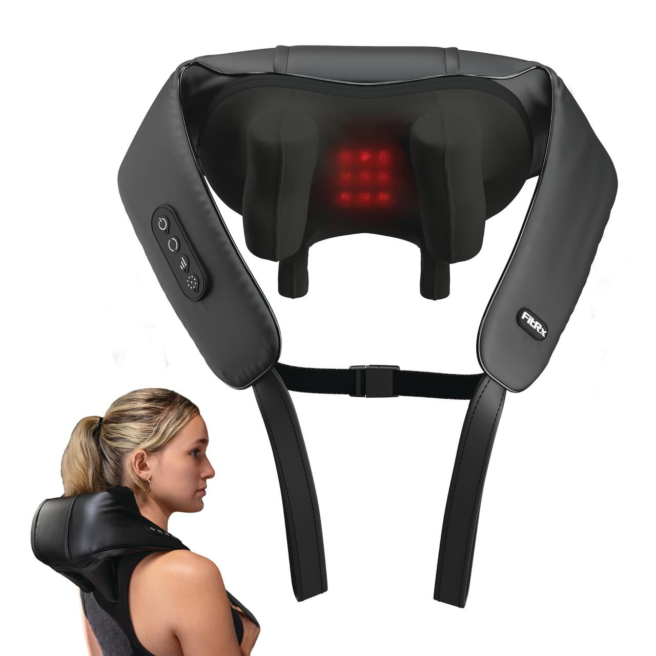 FitRx Shiatsu Pro Shiatsu Back and Neck Massager, Cordless Heated Neck and Shoulder Massager