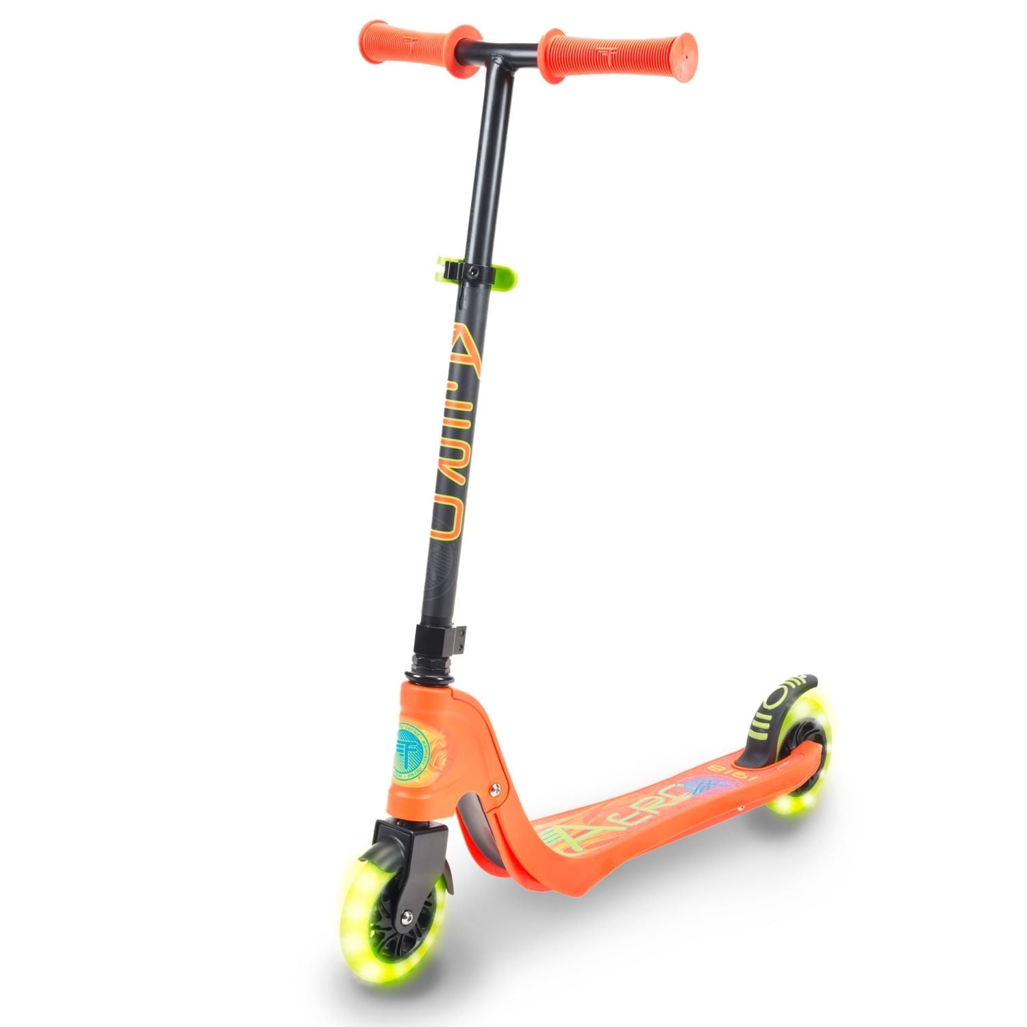 Flybar Aero Micro Kick Scooter for Boys & Girls, Pro Design with 2 Electric LED Wheels, Adjustable Handles, Orange