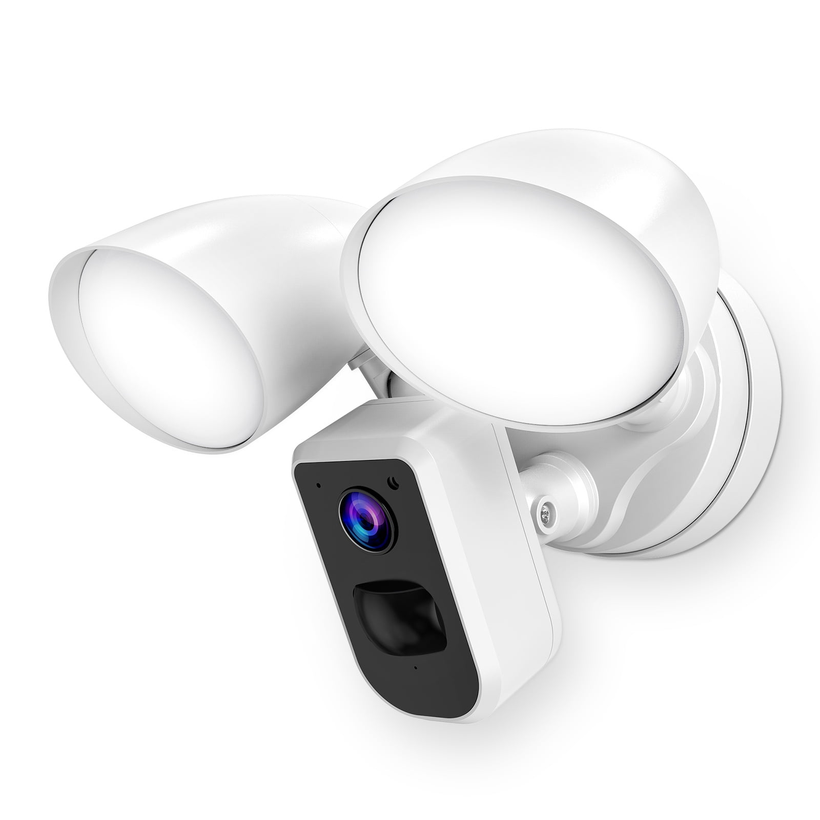 Floodlight Camera, Outdoor Security Camera with IP65 Waterproof, Siren, Local Storage, Smart Security, Color Night Vision, for Home Surveillance, White