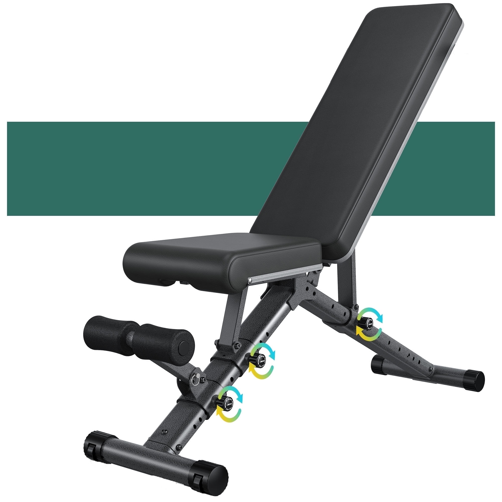 Foldable Weight Bench - Adjustable Bench for Full Body Workout, Fully Upright Backrest Design, Multi-Purpose Incline Decline Bench - 2024 Version Black