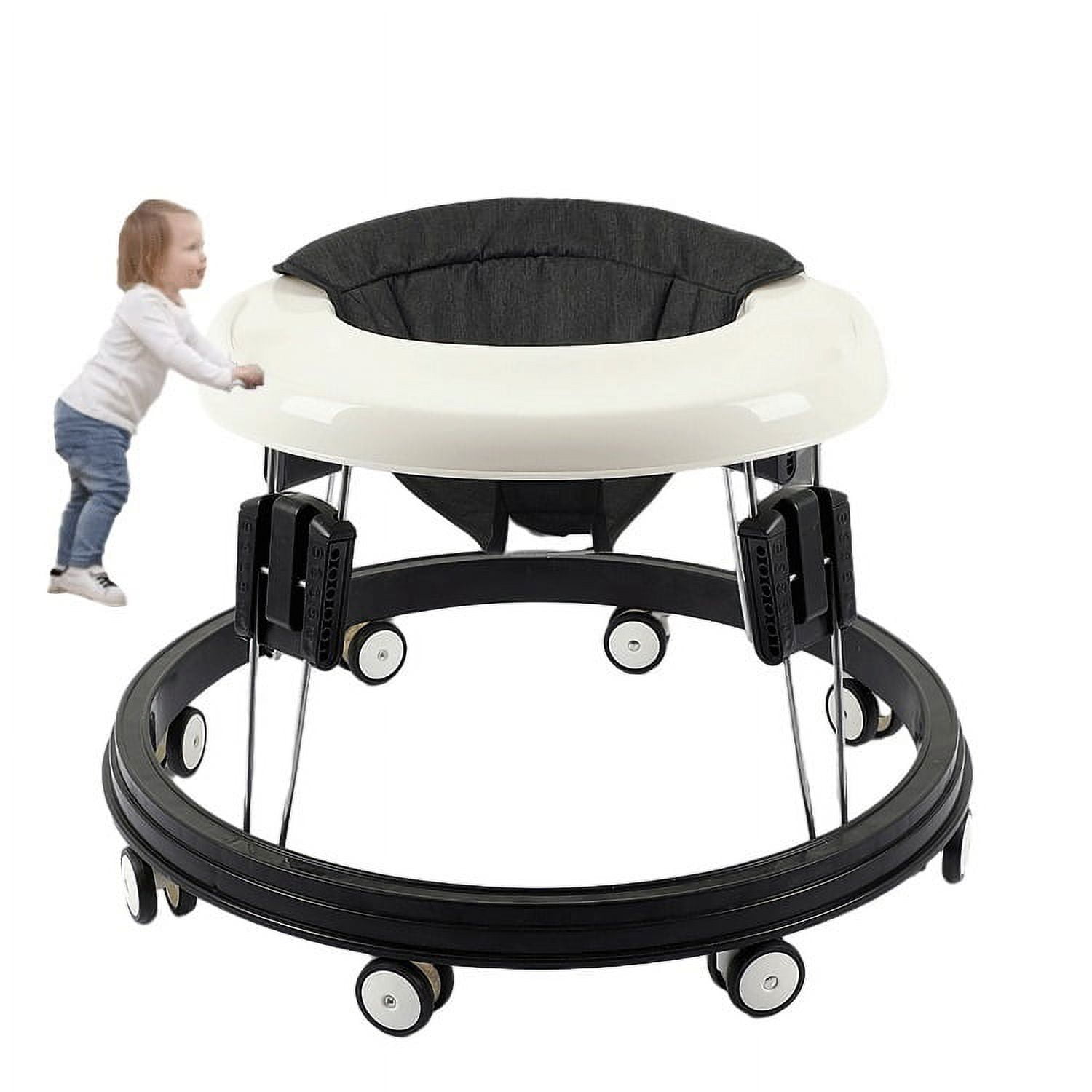 Foldable Baby Walker For Boys Girls Activity Center With Mute Wheels Anti-Rollover Adjustable 9 Height For Toddler Babies 6-18Months(Black)