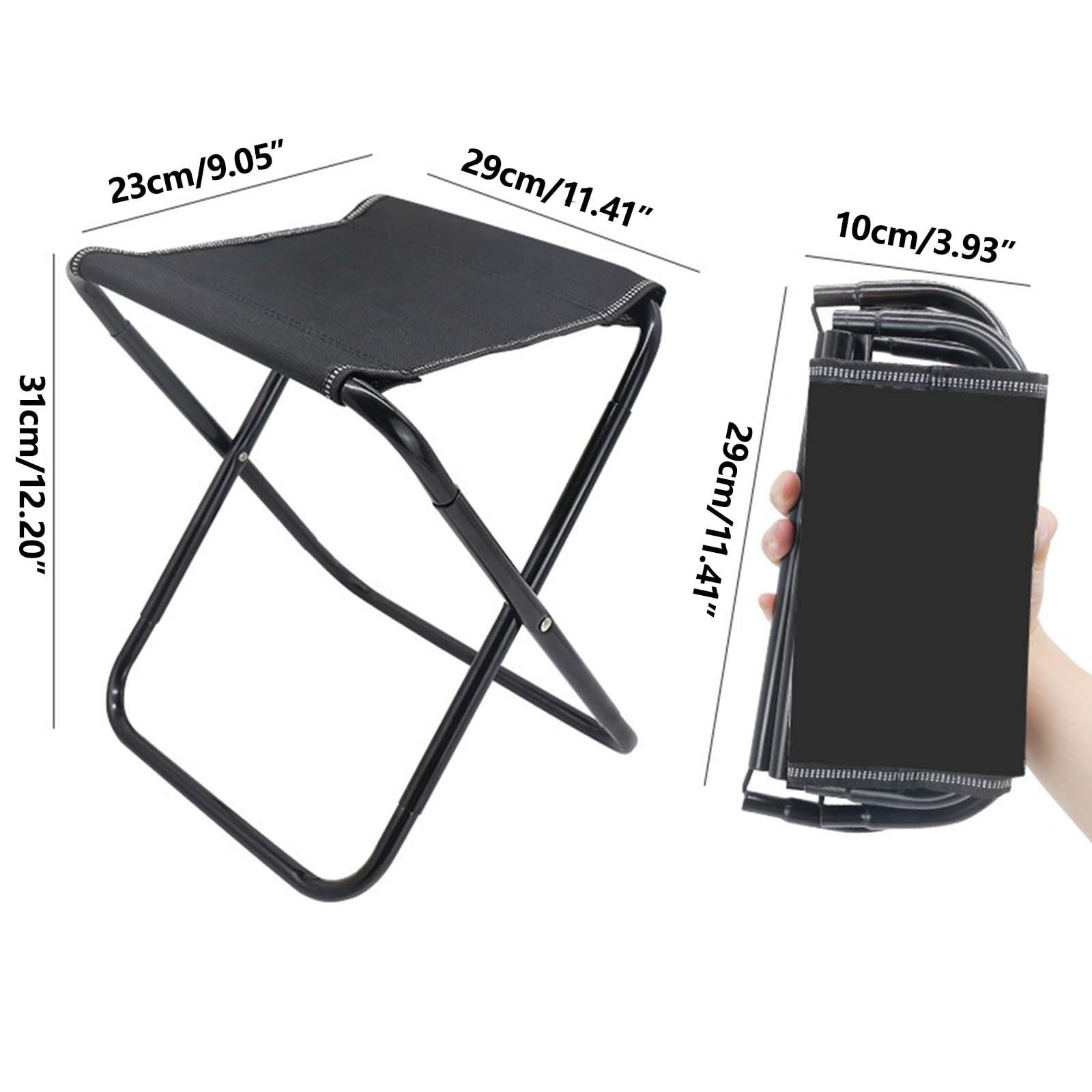 Folding Stool 17.8 Height Heavy Duty Camping Stool Outdoor Portable Chair Hold To 110KG For Walking Hiking Fishing