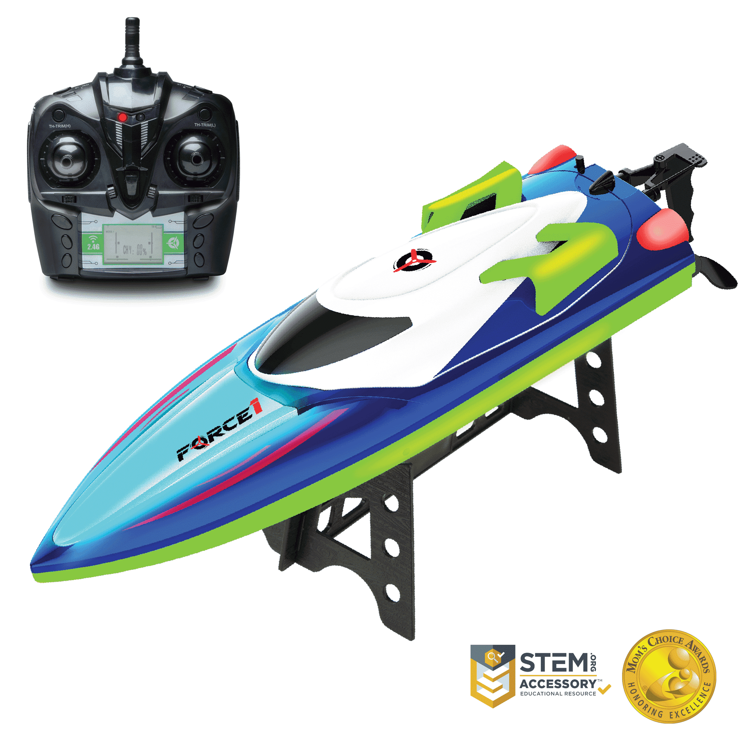 Force1 Velocity X LED Fresh Water Boat - Remote Control Boat for Freshwater Lakes and Ponds