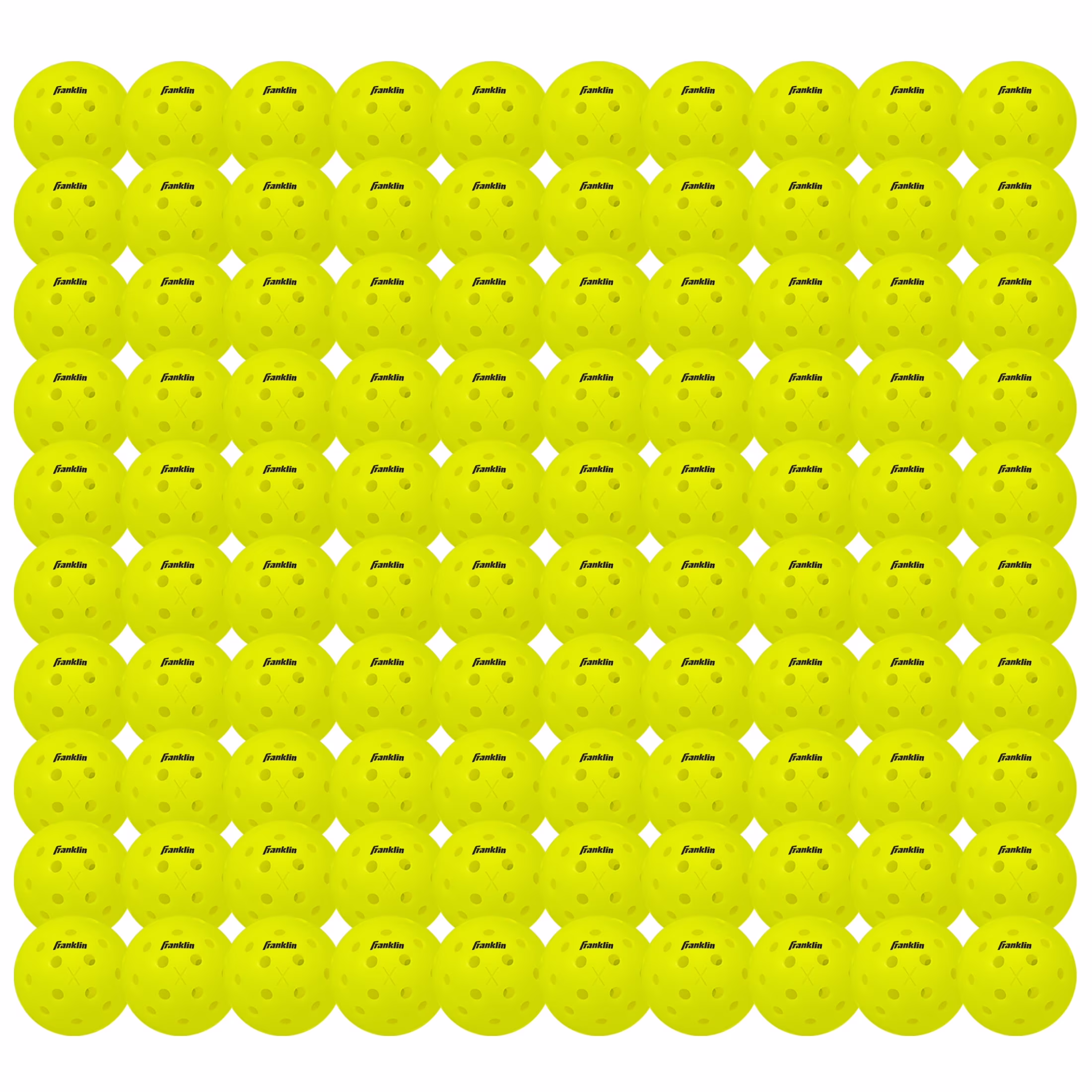 Franklin Sports X-40 Official Outdoor Pickleballs - Bulk 100 Pack - Yellow