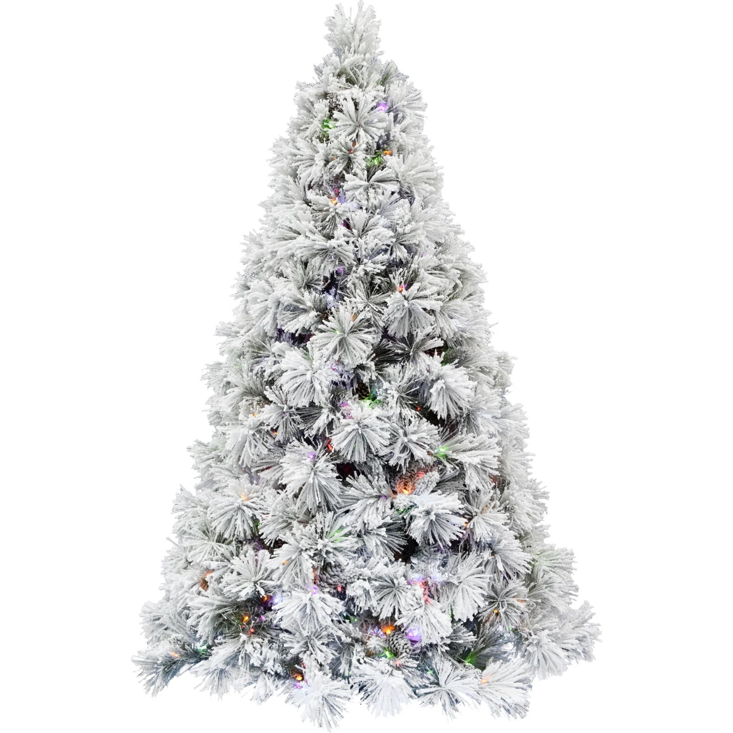 Fraser Hill Farm 6.5 Ft. Sugar Hill Snowy Christmas Tree, Pinecones and 1000 Dual LED Lights